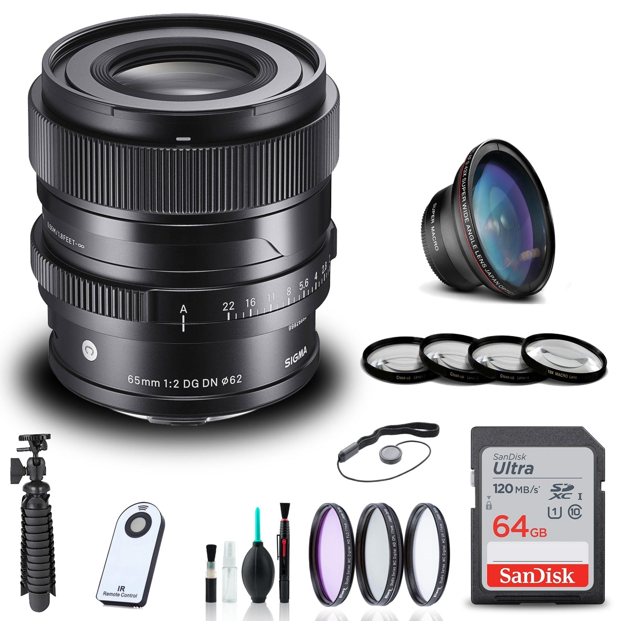 Sigma 65mm f/2 DG DN Contemporary Lens for Leica L + 64GB SD Card Bundle Sigma