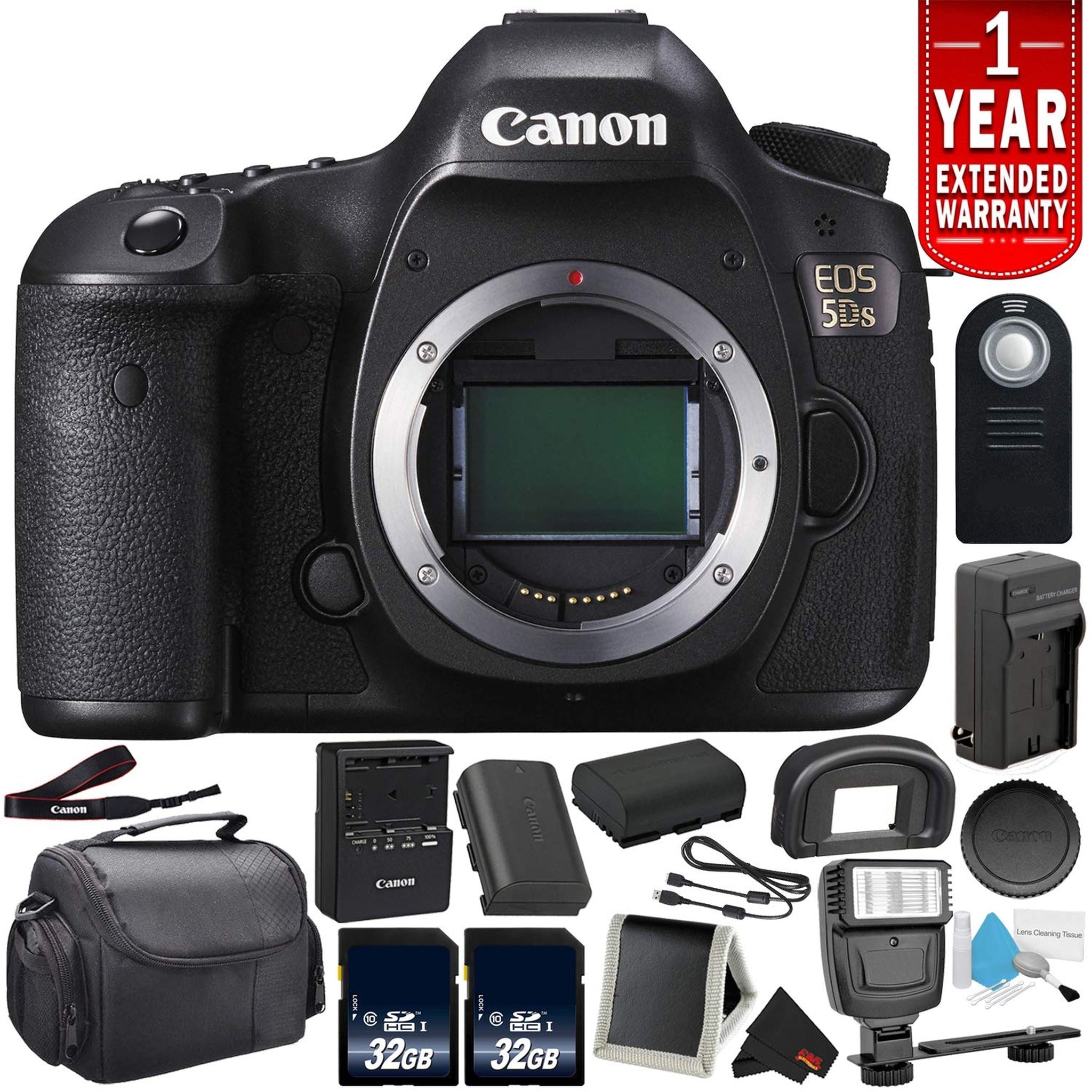 Canon EOS 5DS Digital SLR Camera 0581C002 Body Only - Bundle with 32GB Memory Card + Spare Battery Outdoor Bundle Canon