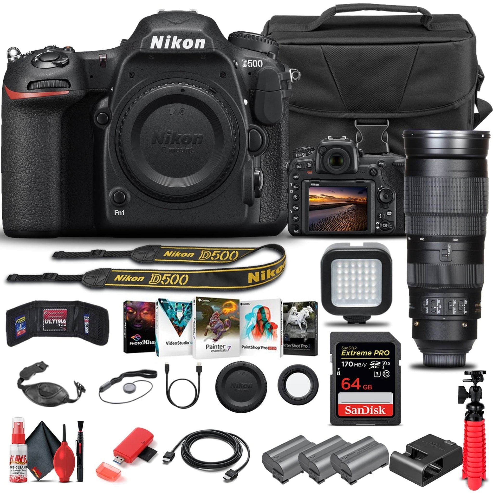 Nikon D500 DSLR Camera Body Only 1559 W/ Nikon 200-500mm Lens - Advanced Bundle Nikon