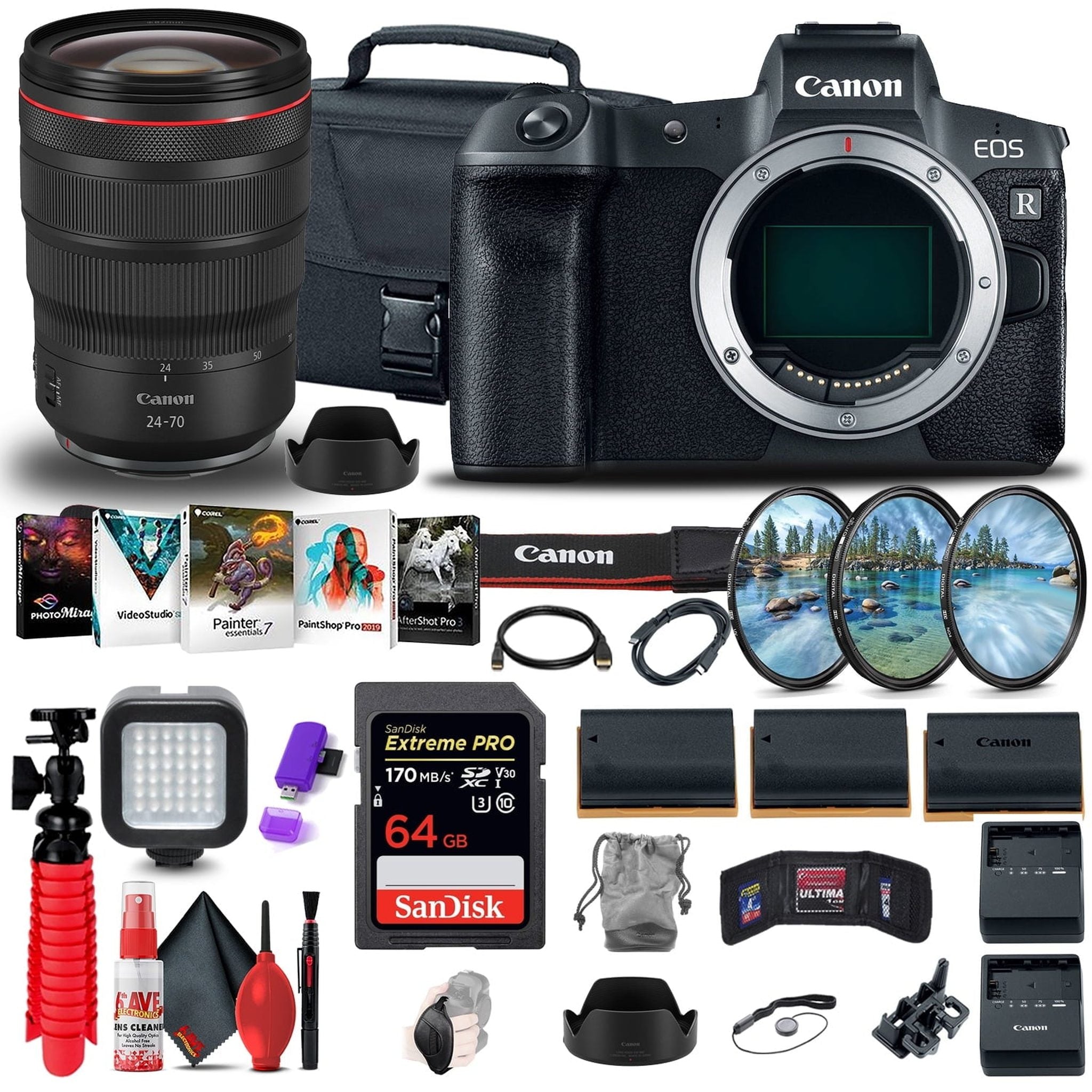 Canon EOS R Mirrorless Camera 3075C002 + Canon RF 24-70mm + More Canon