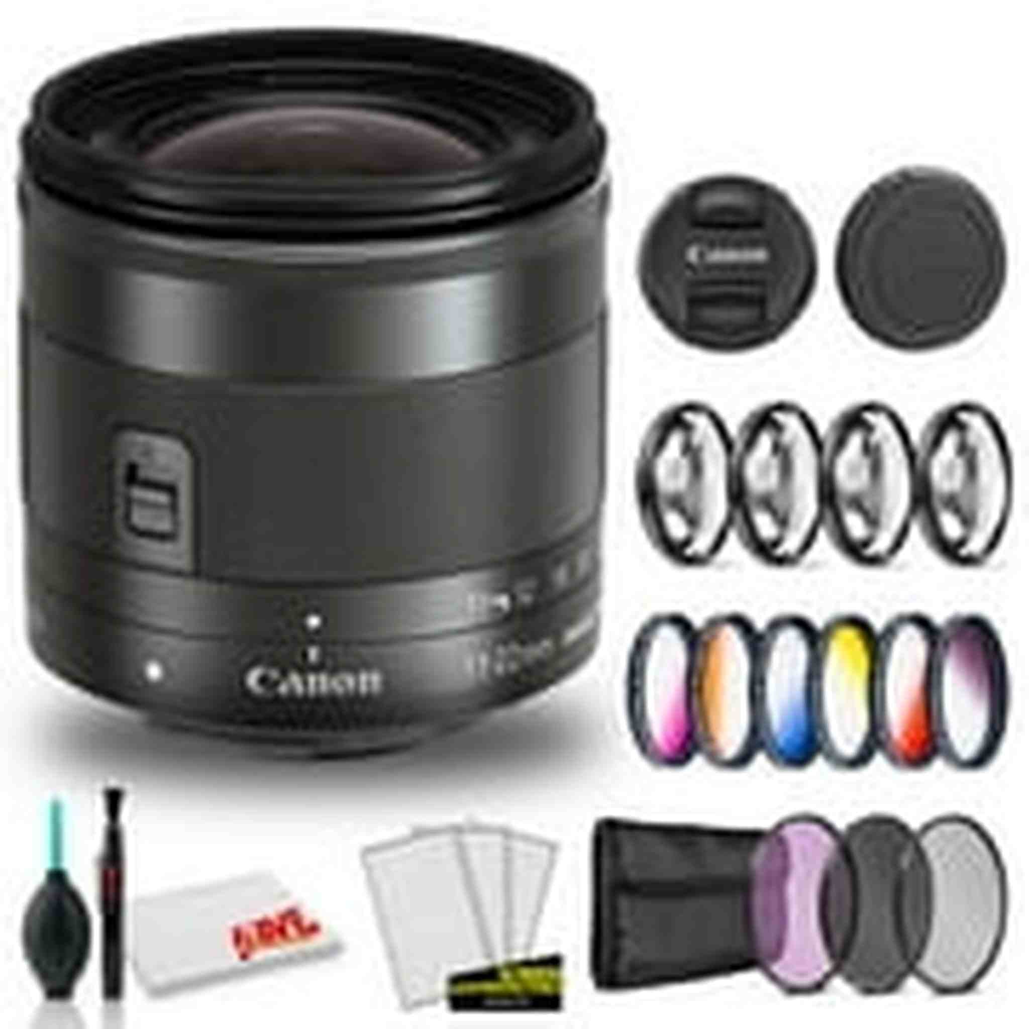 Canon EF-M 11-22mm f/4-5.6 IS STM Lens International Model with Cleaning Kit and Filter Kits Bundle Canon