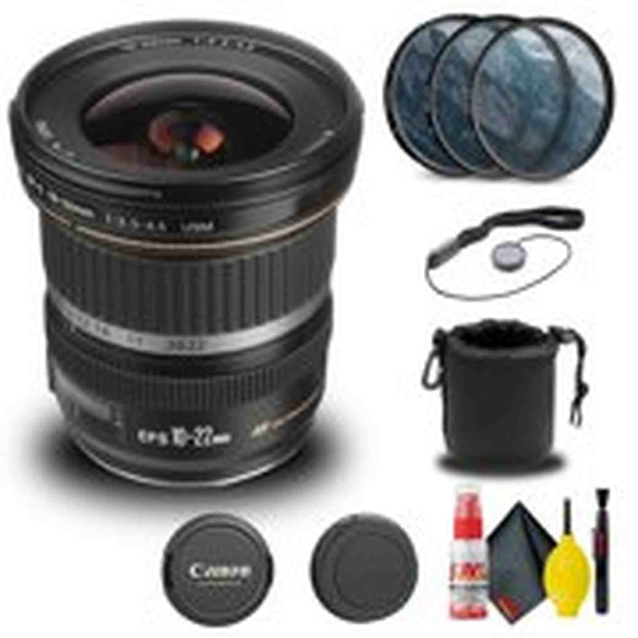 Canon EF-S 10-22mm f/3.5-4.5 USM Lens 9518A002 + Filter + Lens Pouch + More Canon