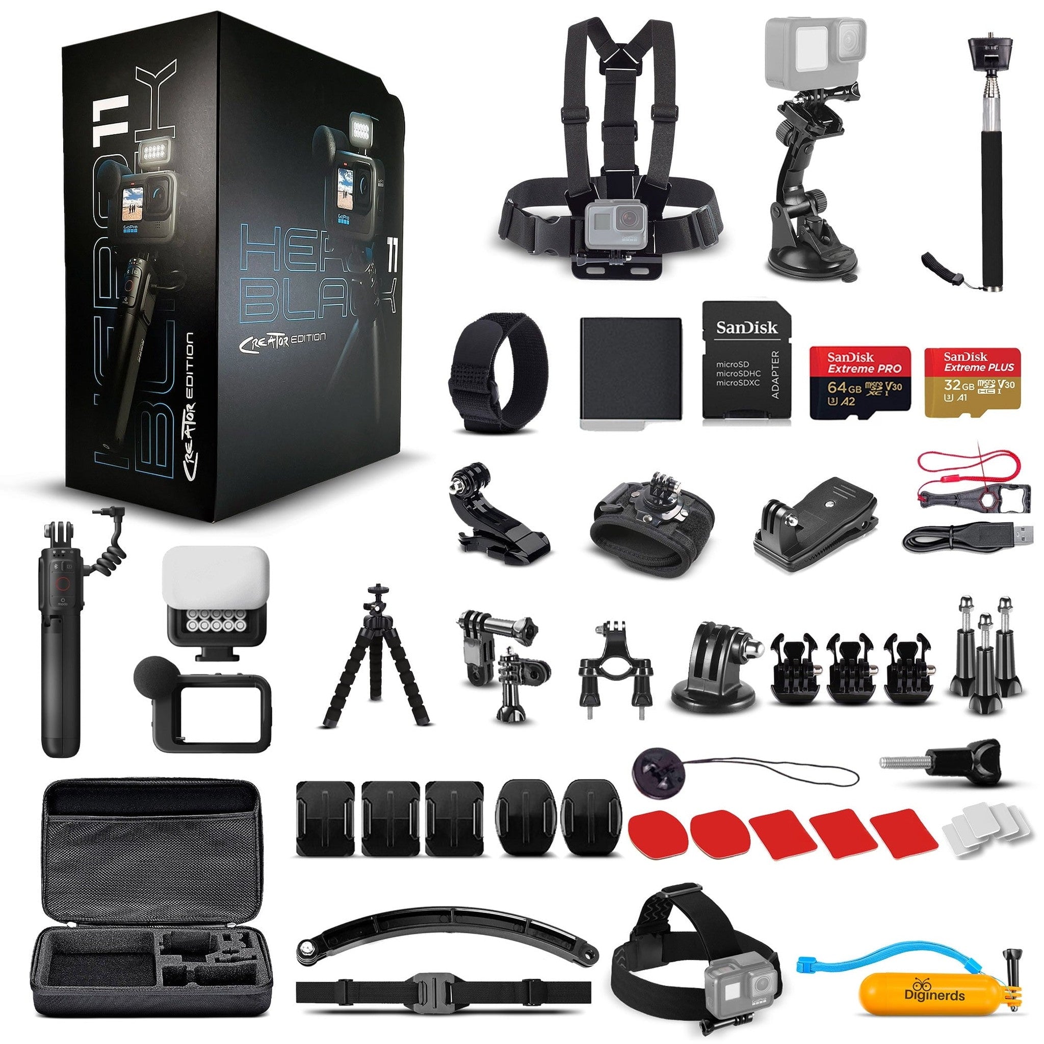 GoPro HERO11 Creator Edition - Action Camera + 64GB + 50 Piece Accessory Kit GoPro