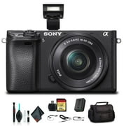 Sony Alpha a6300 Mirrorless Camera with 16-50mm Lens Black ILCE6300L/B With Soft Bag, 64GB Memory Card, Card Reader , Plus Essential Accessories Sony