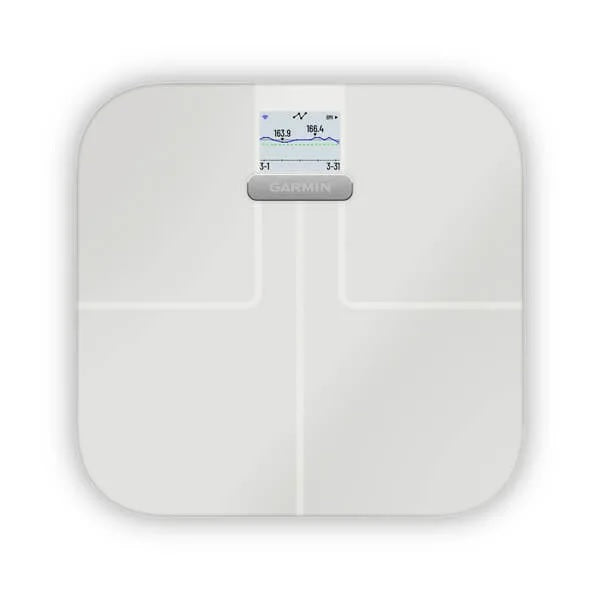 Garmin Index S2, Smart Scale with Wireless Connectivity, Measure Body Fat, Muscle, Bone Mass, Body Water% and More, White