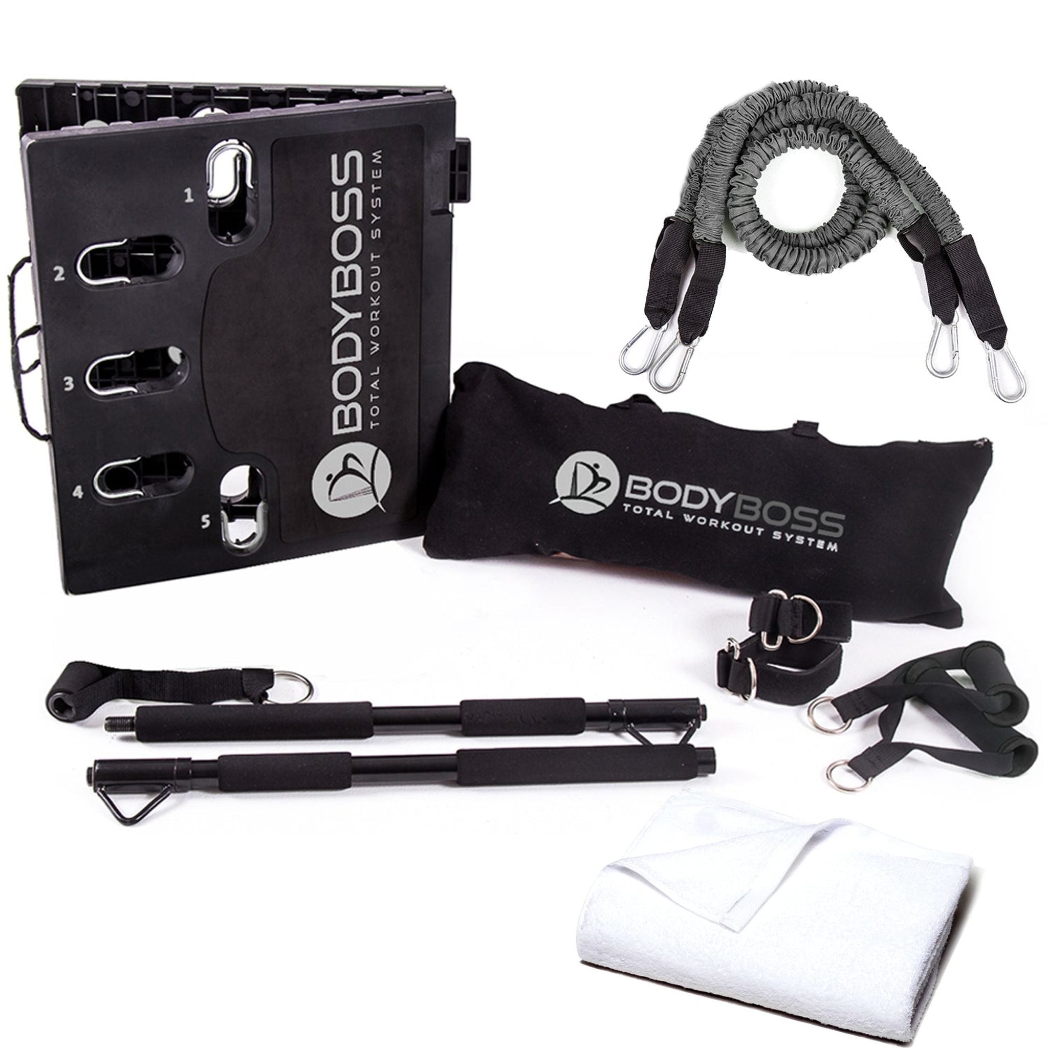 BodyBoss Home Gym 2.0 By 6Ave- Full Portable Gym Home Workout Package - PKG2-Gray