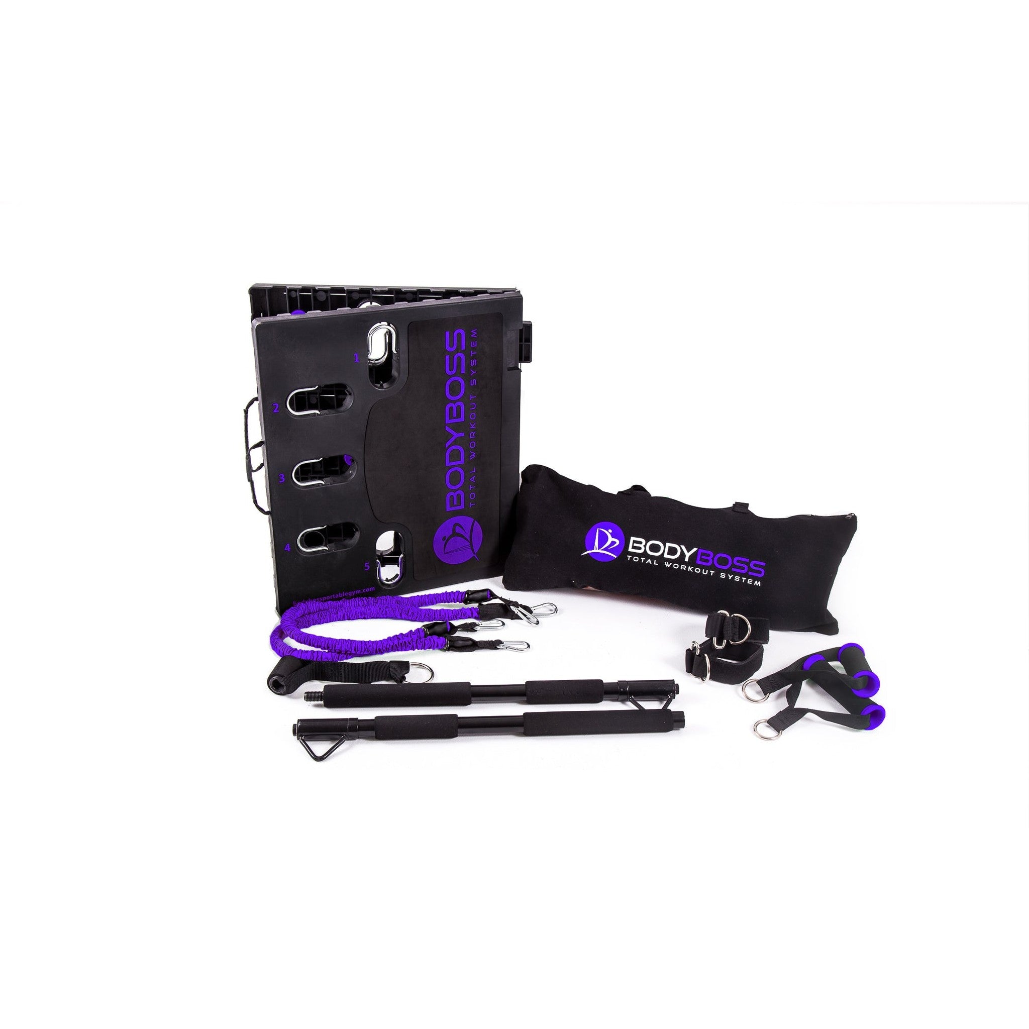 BodyBoss Home Gym 2.0 - Full Portable Gym Home Workout Package, Purple