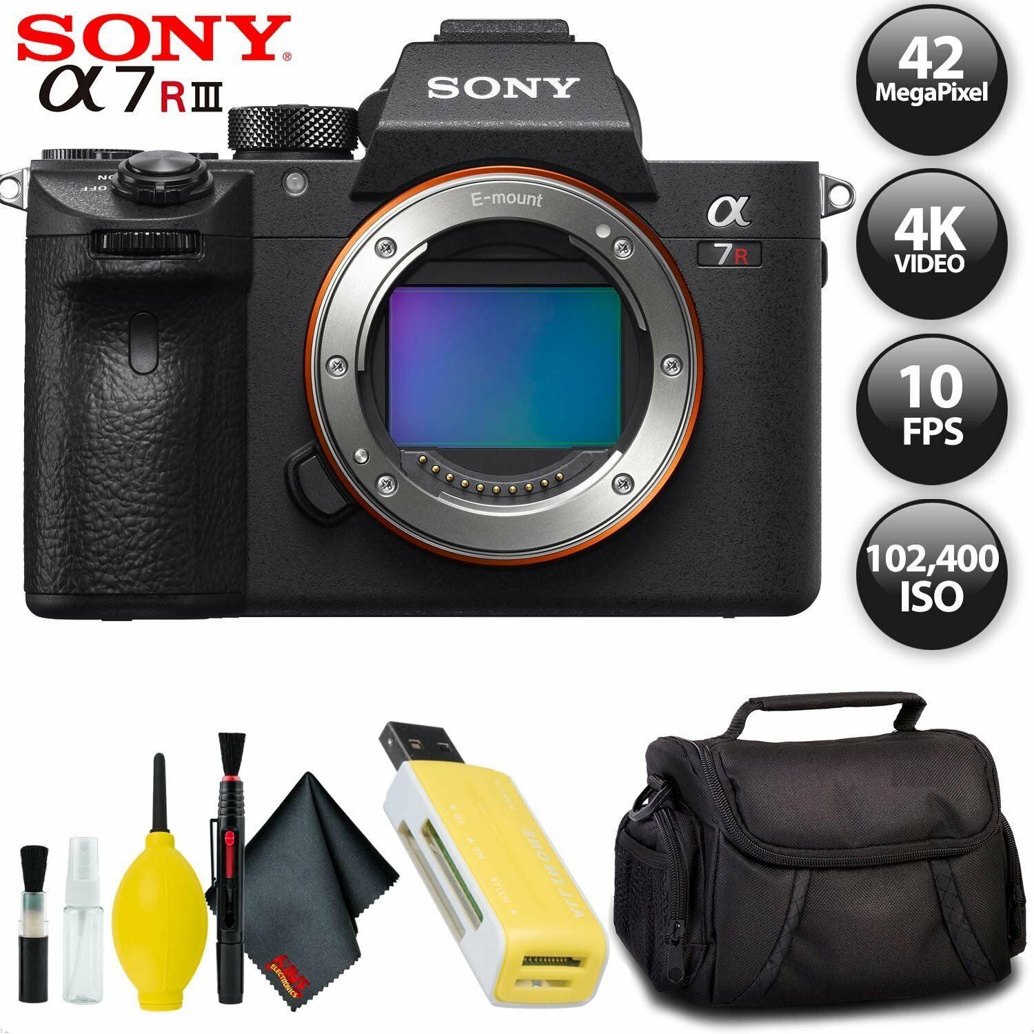 Sony Alpha a7R III Mirrorless Digital Camera + 32GB Memory Card Base Kit with Accessories Sony