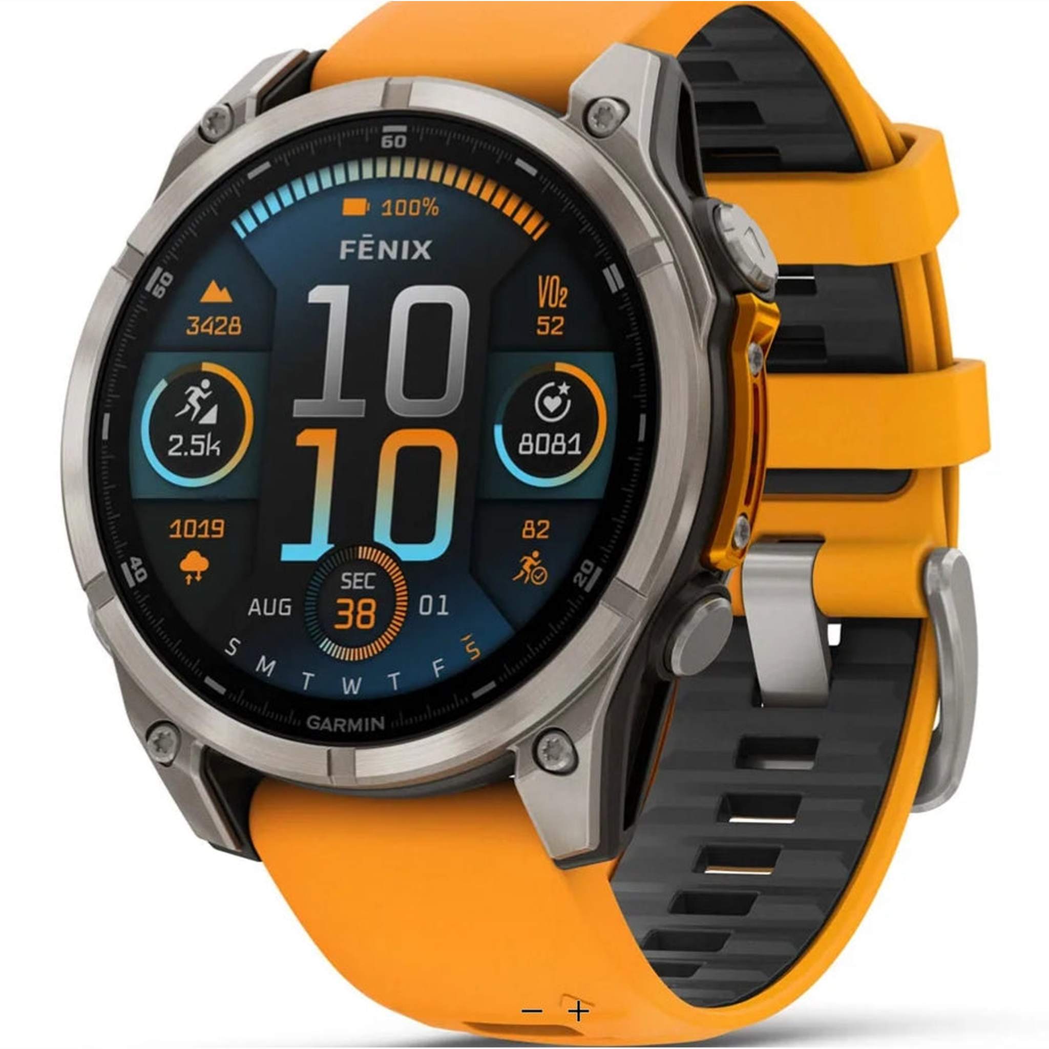 Garmin fēnix® 8, 47 mm, AMOLED, Sapphire, Titanium with Spark Orange/Graphite Silicone Band Garmin