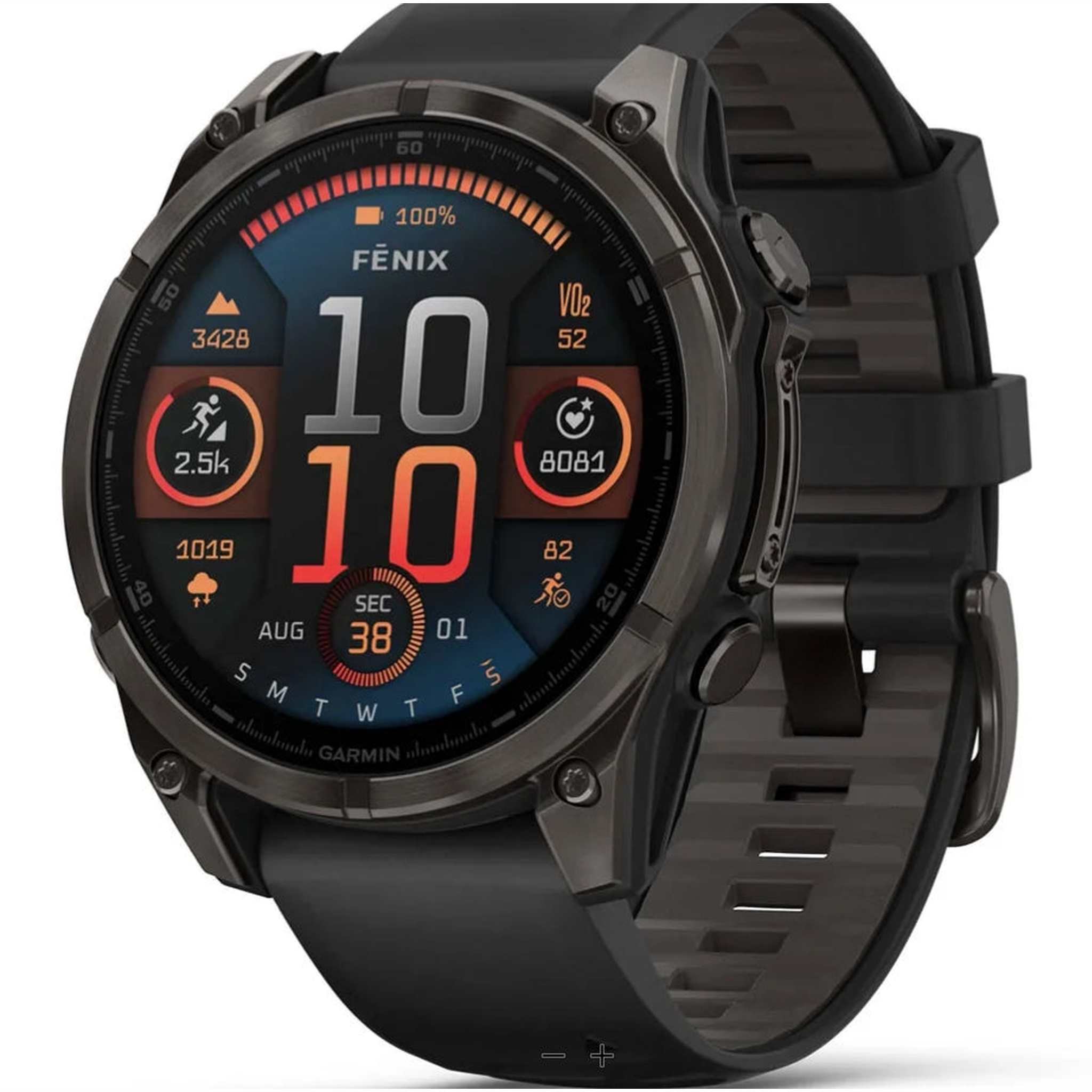 Garmin fēnix® 8, 47 mm, AMOLED, Sapphire, Carbon Gray DLC Titanium with Black/Pebble Gray Silicone Band Garmin