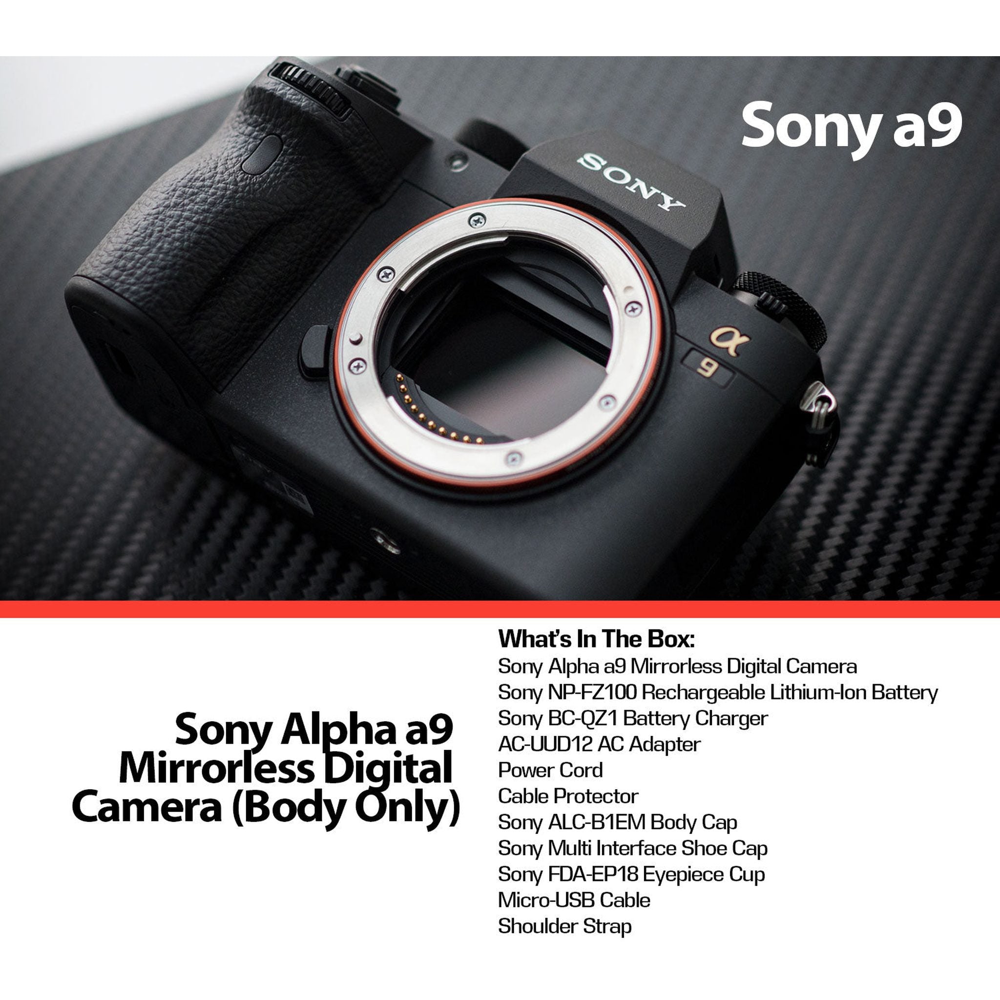 Sony Alpha a9 Mirrorless Digital Camera International Model - 4k Video - 20FPS Shooting - 24.2 Megapixels - Starter Bundle Sony