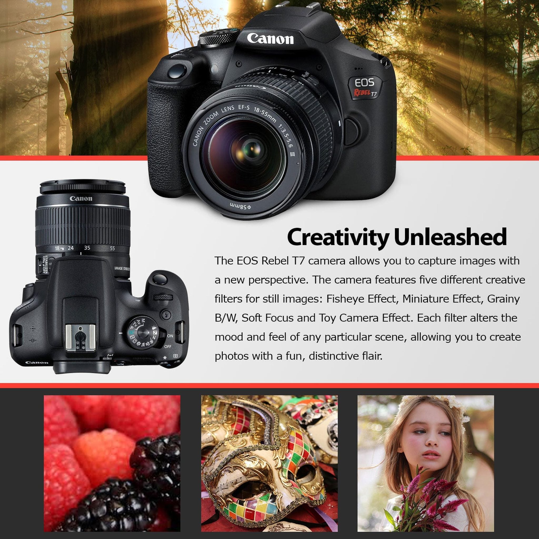 Canon Rebel T7 DSLR Camera with 18-55mm DC III Lens Kit & Sandisk 64GB Ultra Speed Memory Card, Carrying Case | Limited Edition Canon