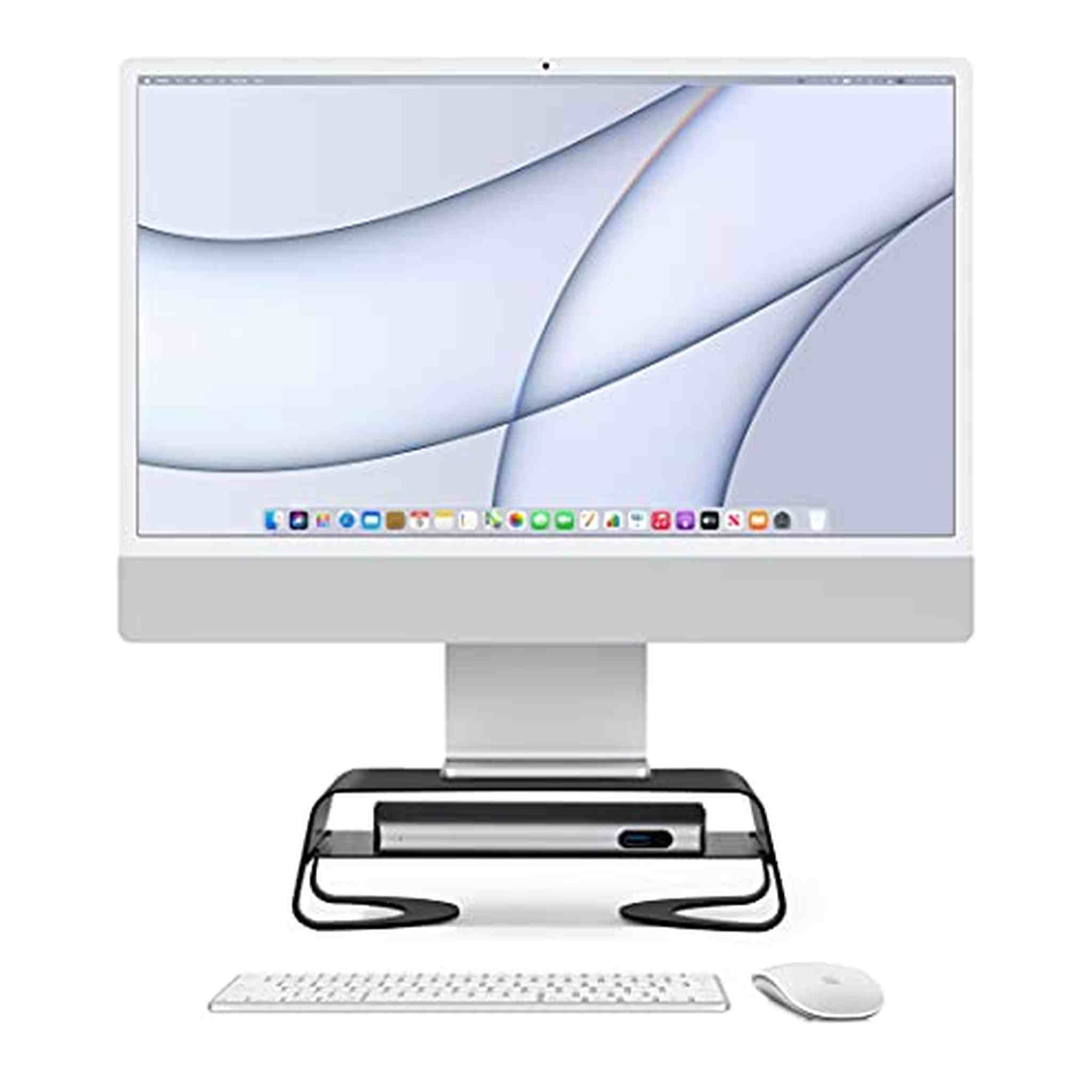 Twelve South Curve Riser Monitor Stand | Ergonomic Desktop Stand with Storage Shelf for iMac and Displays, Matte Black Twelve South