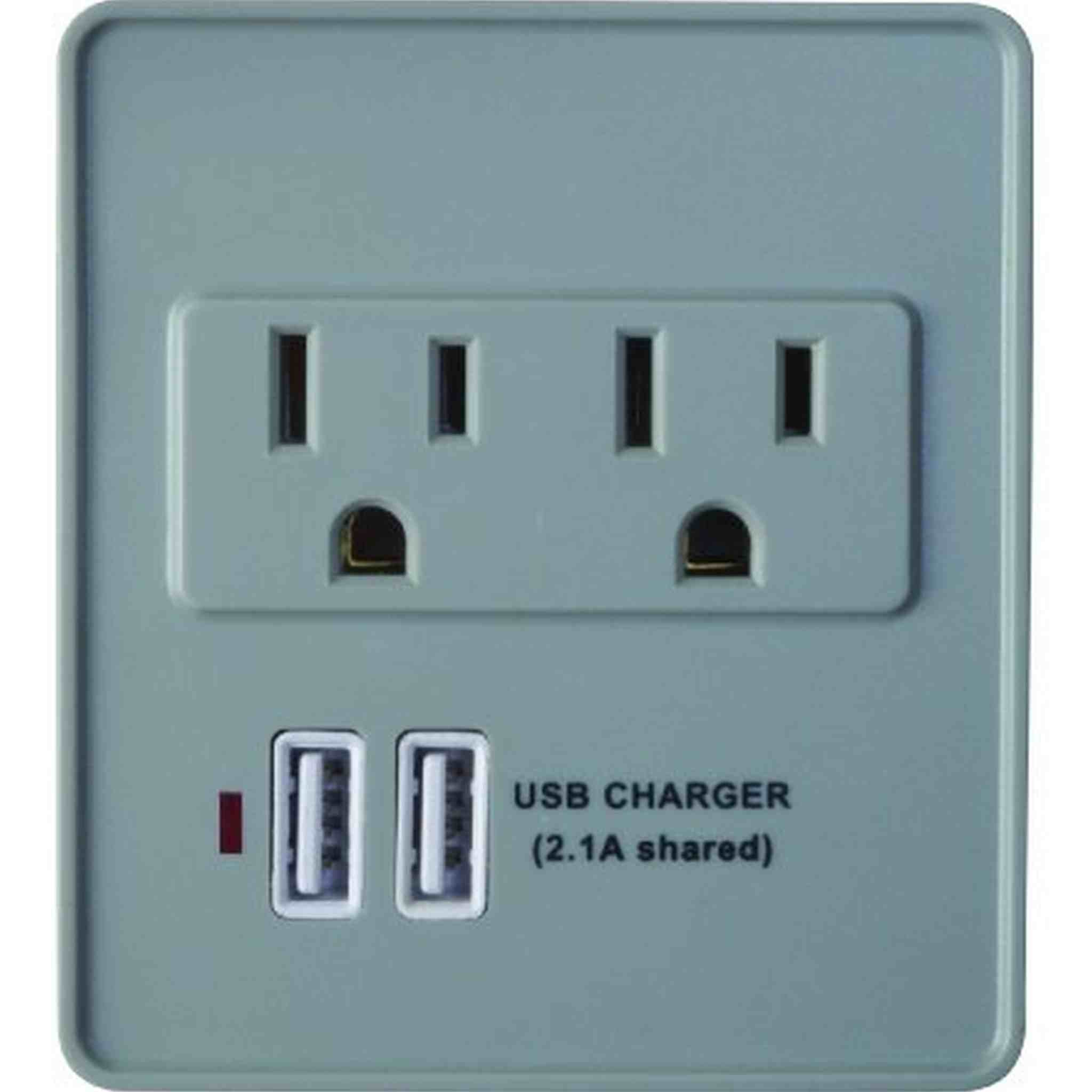 Woods 410517821 2 Outlet 2 USB Wall Tap Surge Protector Woods