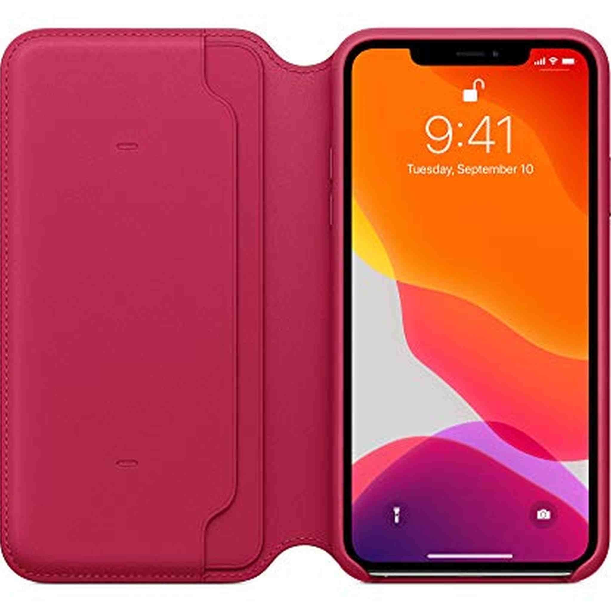 Apple Leather Folio for iPhone 11 Pro Max - Raspberry Apple