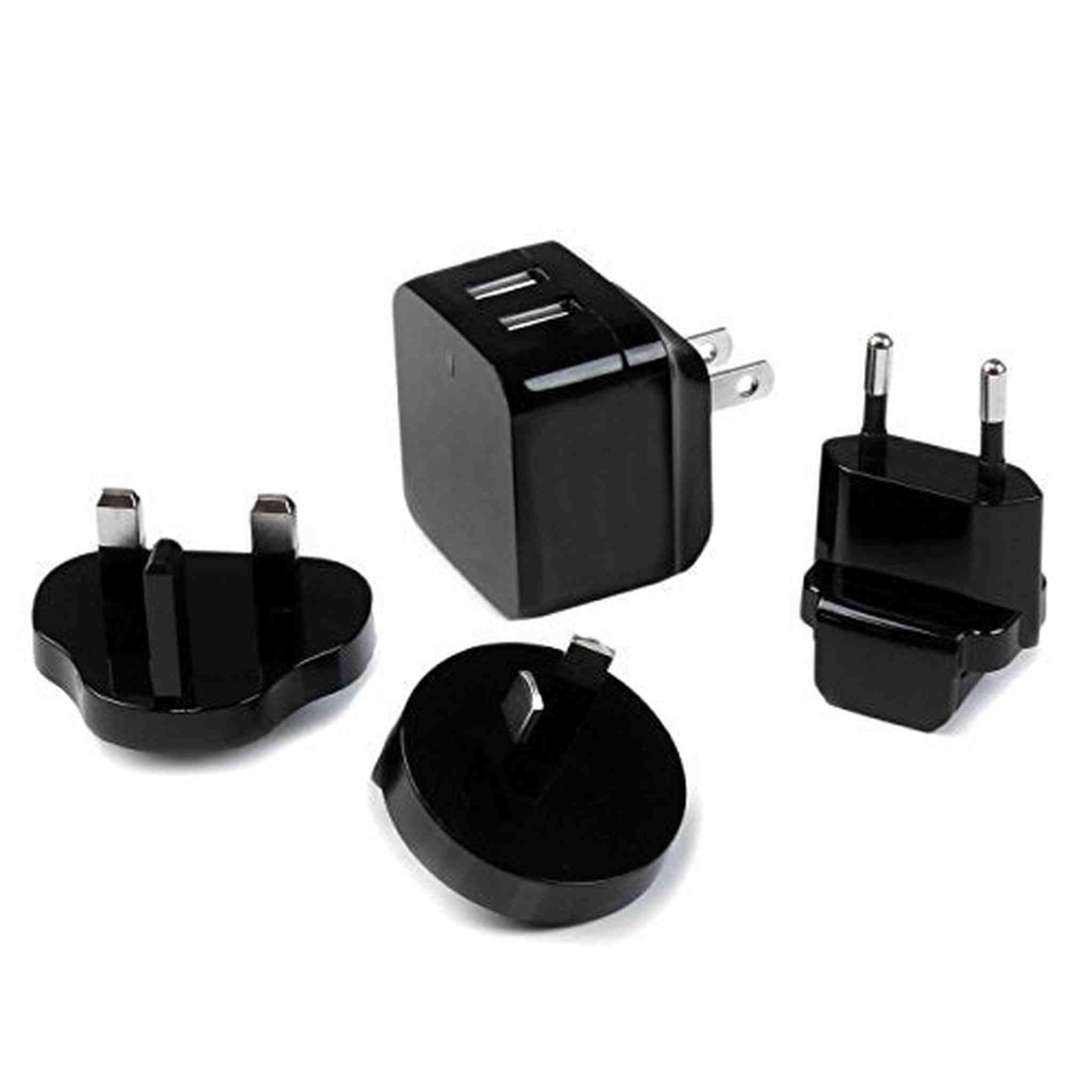 StarTech.com Travel USB Wall Charger - 2 Port - Black - Universal Travel Adapter - International Power Adapter - USB Cha StarTech