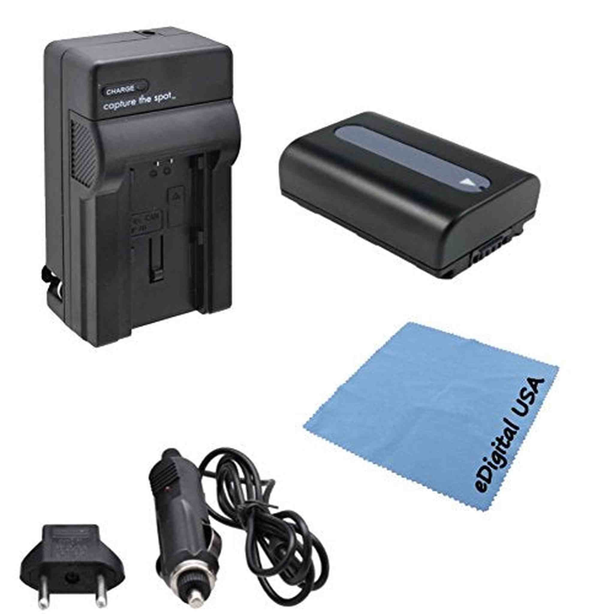 High Capacity Sony NP-FH50 Battery Kit Includes: Battery with Rapid Charger: Alpha DSLR Cameras and AVCHD, MiniDV, HD Handycam Camcorders eDigital USA