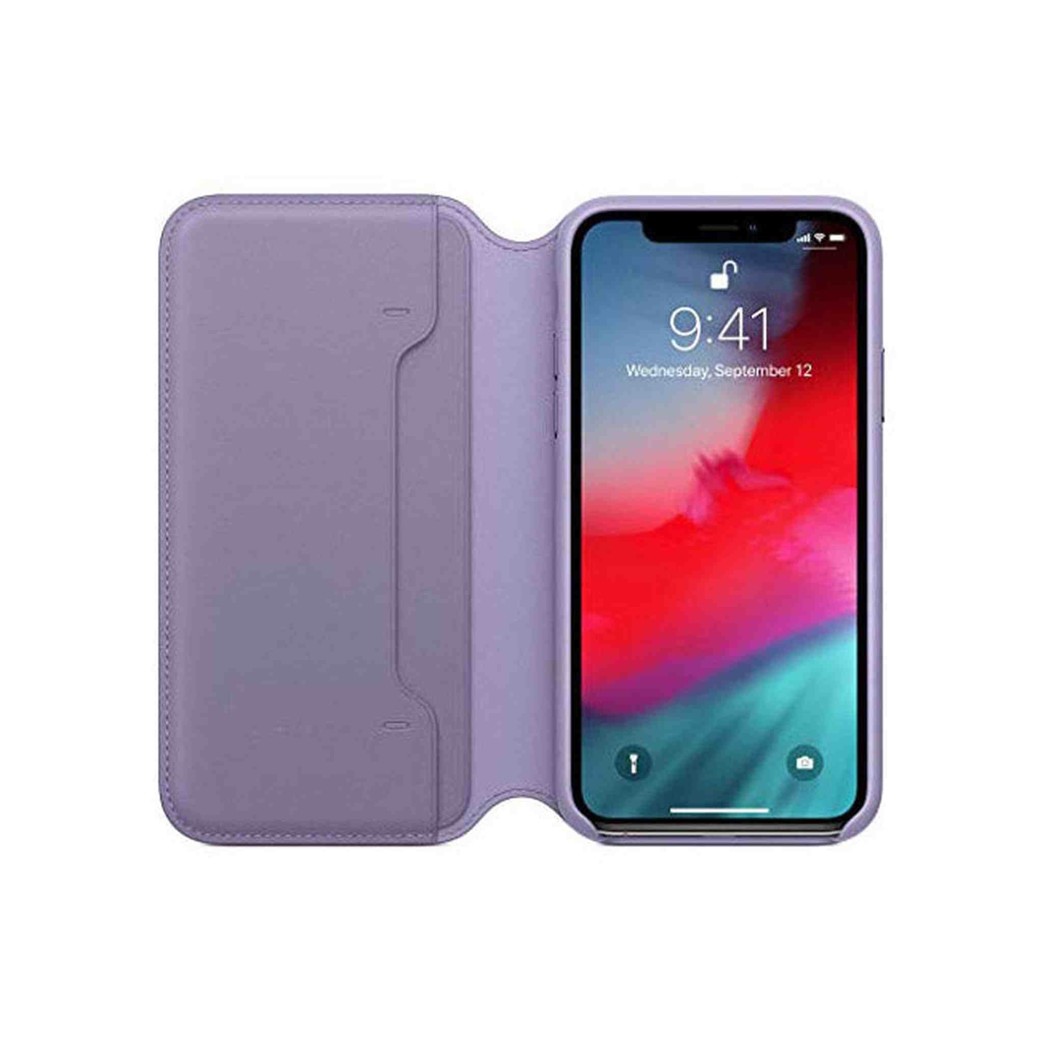 Apple Leather Folio for iPhone Xs - Lilac Apple