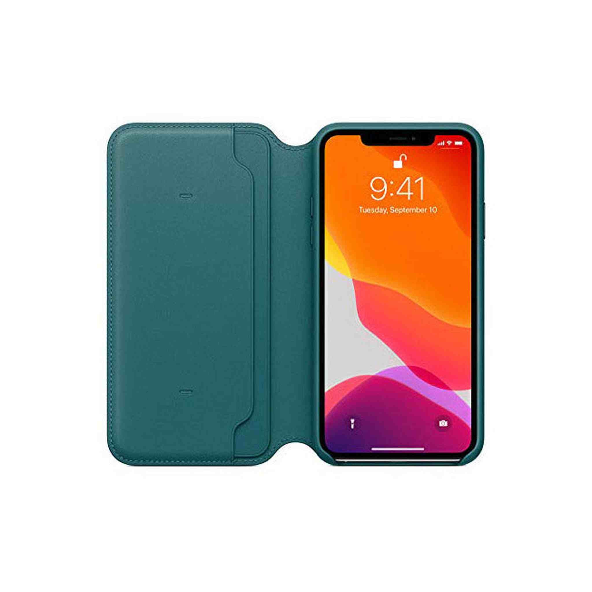 Apple Leather Folio for iPhone 11 Pro Max - Peacock Apple