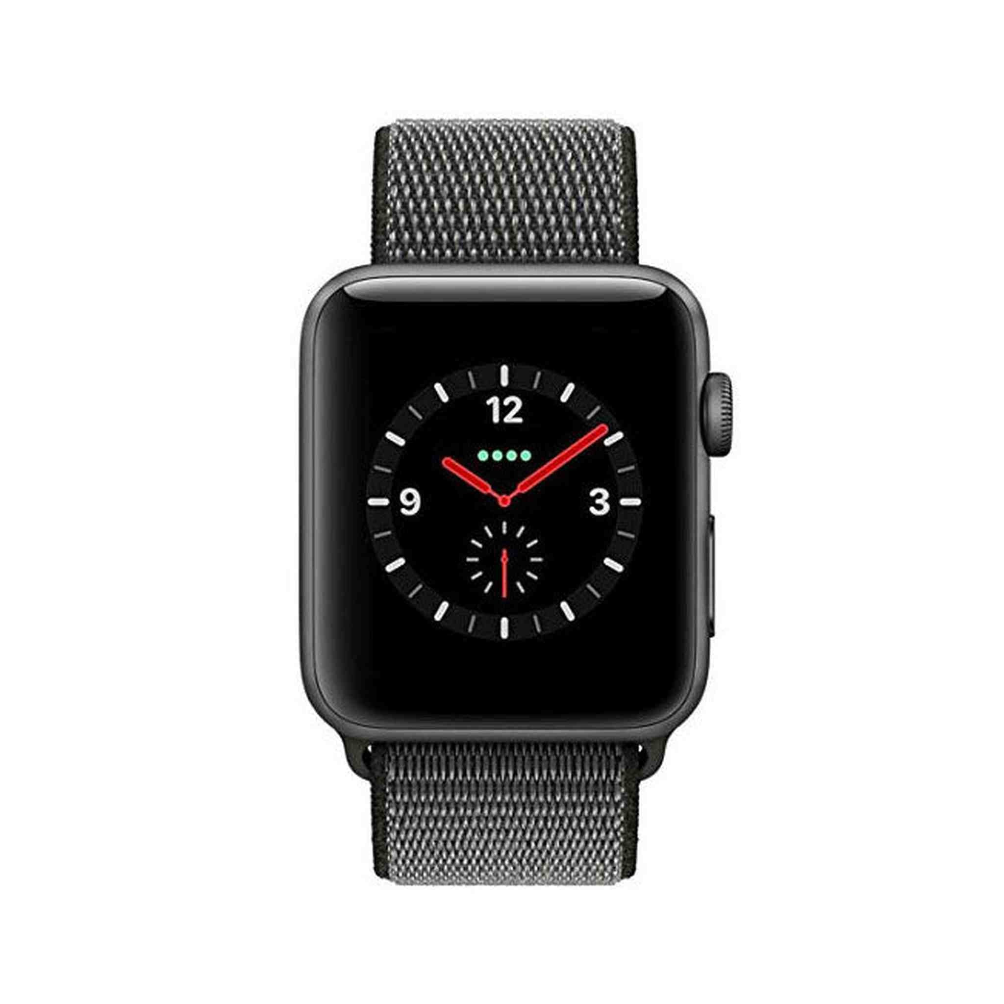 Apple Watch Series 3 38mm Smartwatch GPS + Cellular, Space Gray Aluminum Case, Black Sport Loop Band MRQE2LL/A Apple