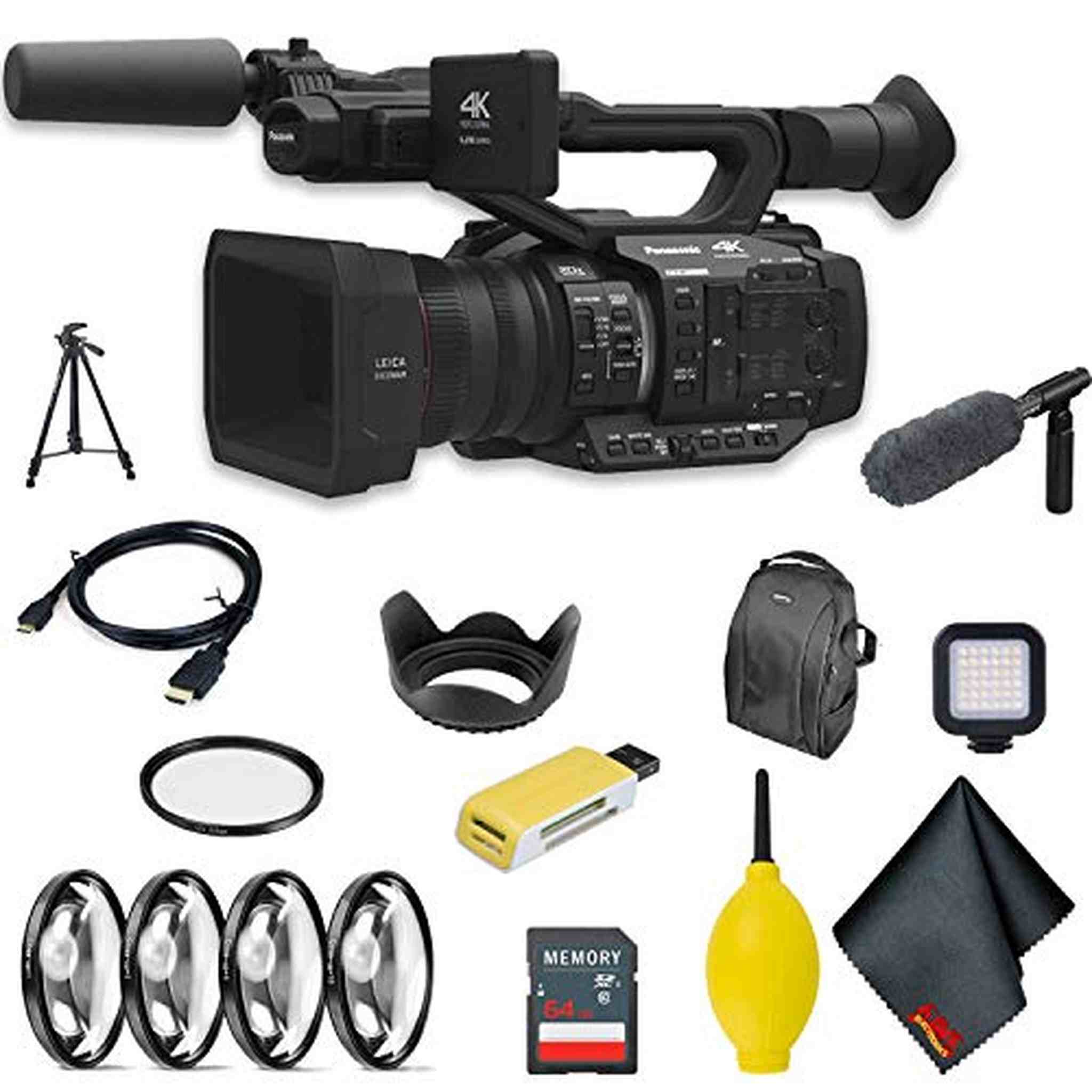 Panasonic AG-UX180 4K Premium Professional Camcorder Advanced Accessory Bundle w/Deluxe Padded Backpack, Condenser Shotg Panasonic