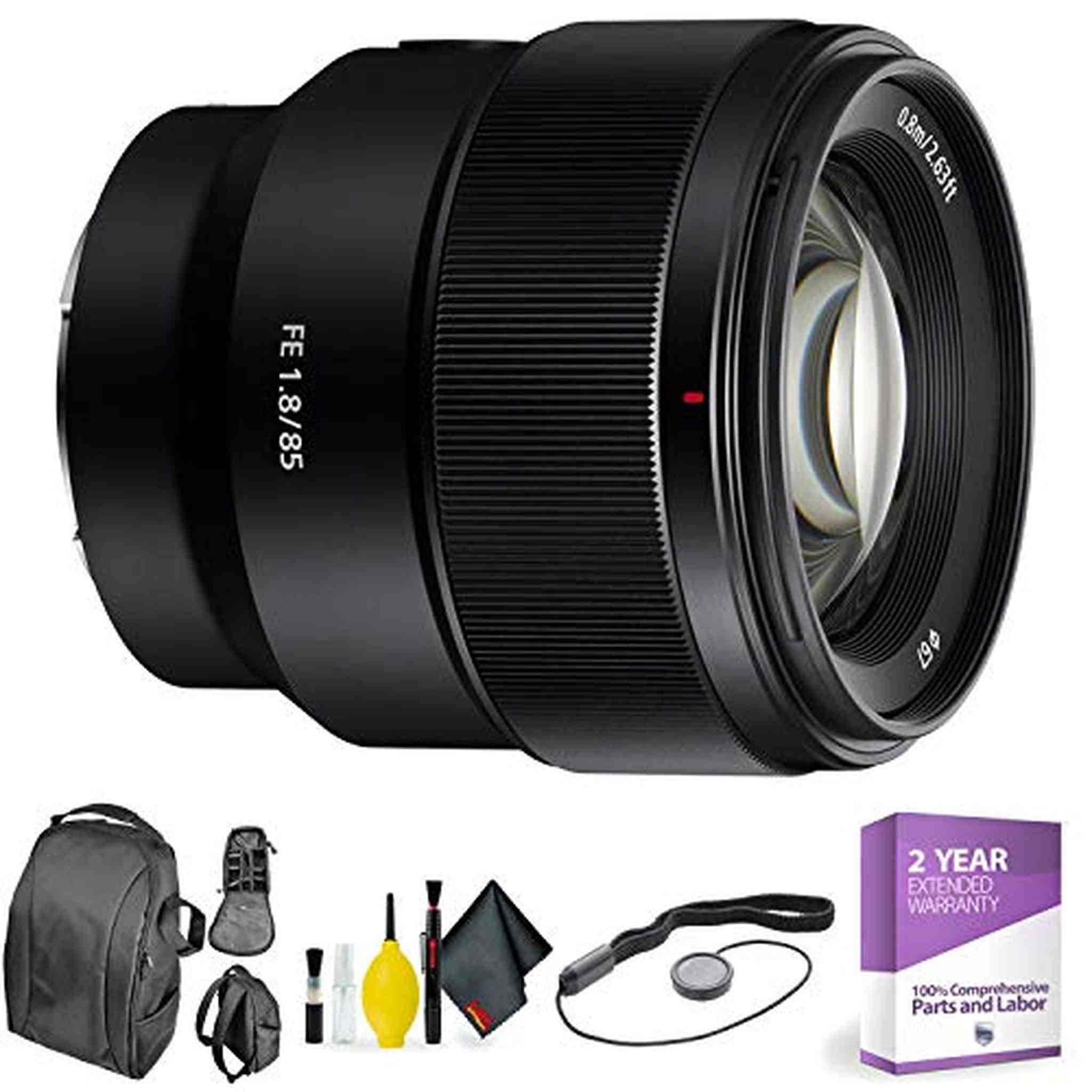 Sony FE 85mm f/1.8 Lens + Deluxe Lens Cleaning Kit Bundle Sony