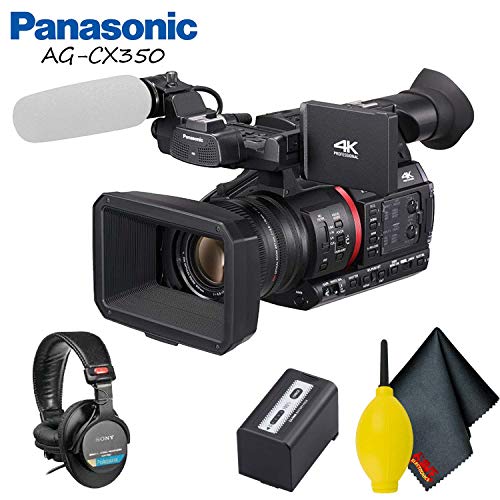 Panasonic AG-CX350 4K Camcorder Accessory Bundle with Cleaning Kit and Professional Headphones Panasonic