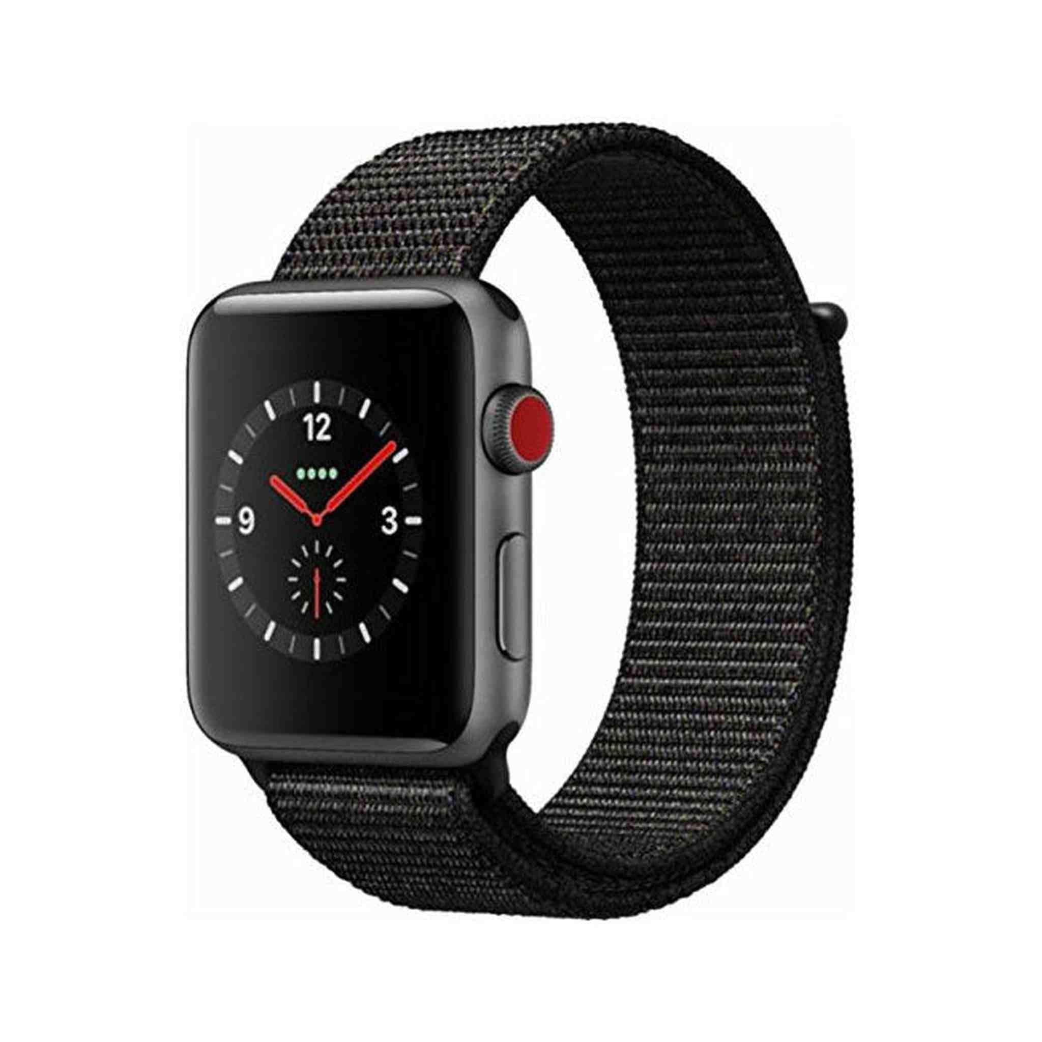 Apple Watch Series 3 38mm Smartwatch GPS + Cellular, Space Gray Aluminum Case, Black Sport Loop Band MRQE2LL/A Apple