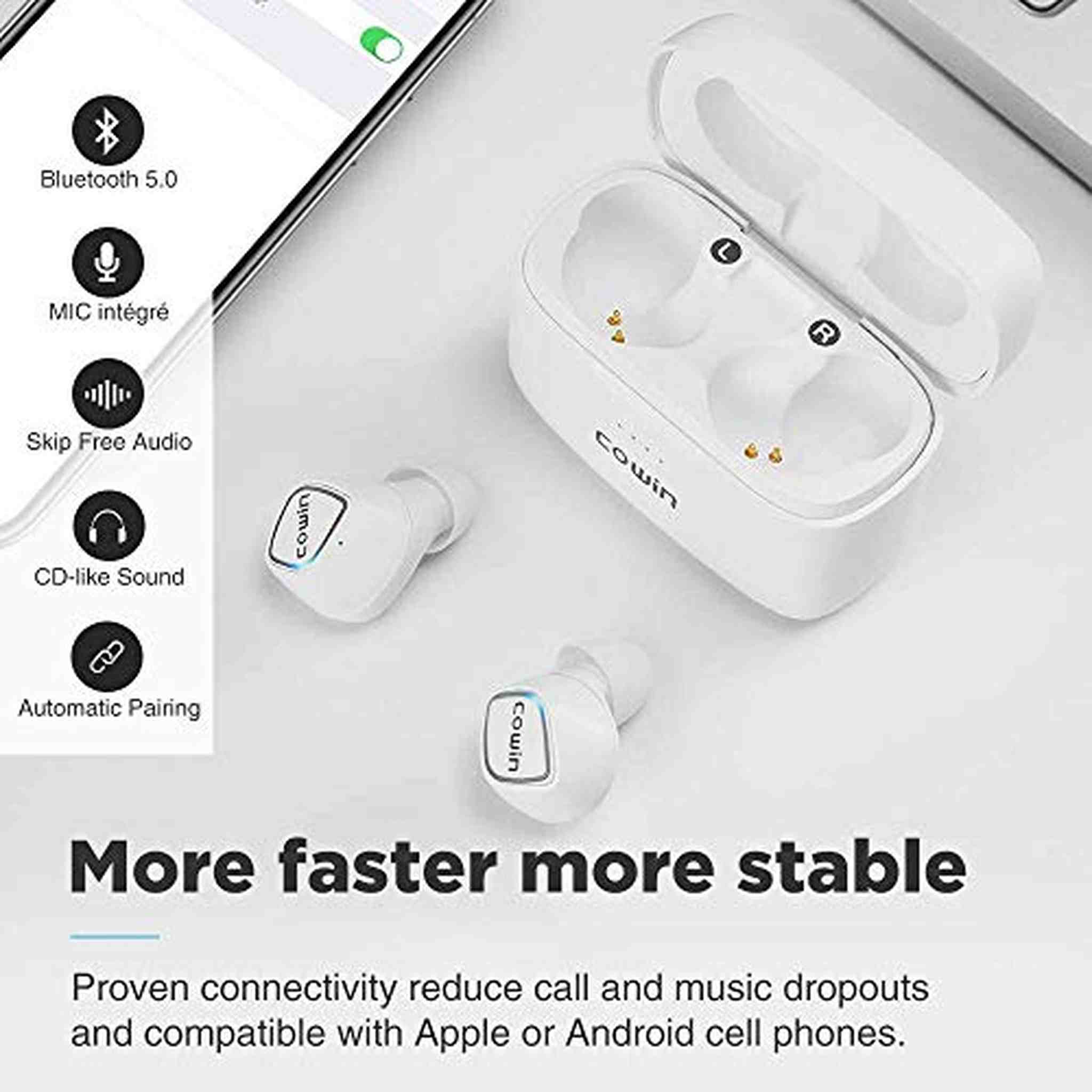 COWIN KY02 Wireless Earbuds Bluetooth Headphones with Microphone Cowin