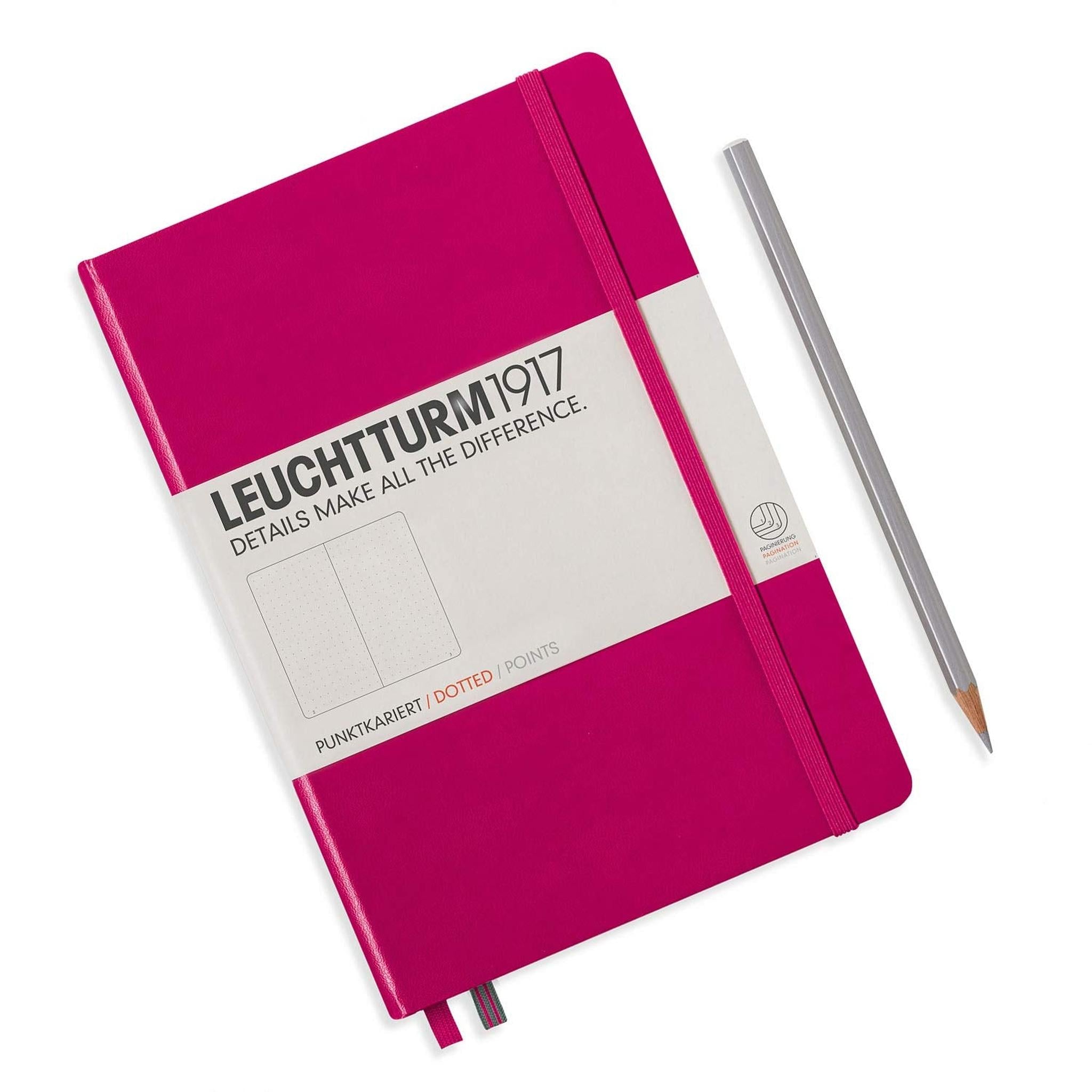 Leuchtturm1917 Medium A5 Dotted Hardcover Notebook Berry - 249 Numbered Pages Leuchtturm