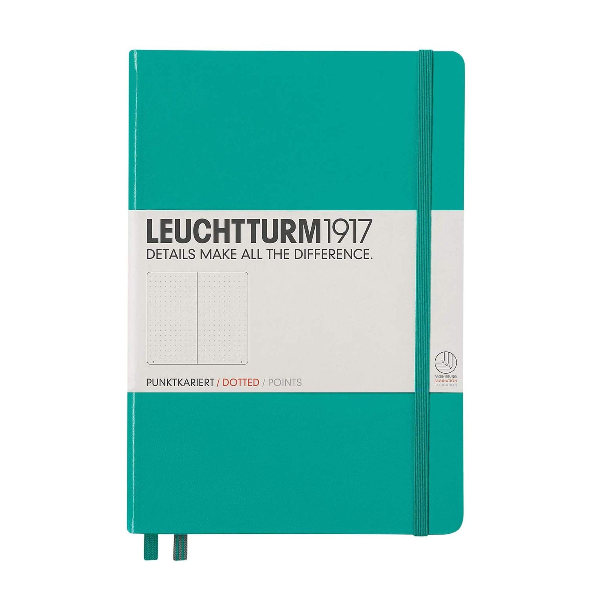 Leuchtturm1917 Medium A5 Dotted Hardcover Notebook Emerald - 249 Numbered Pages Leuchtturm