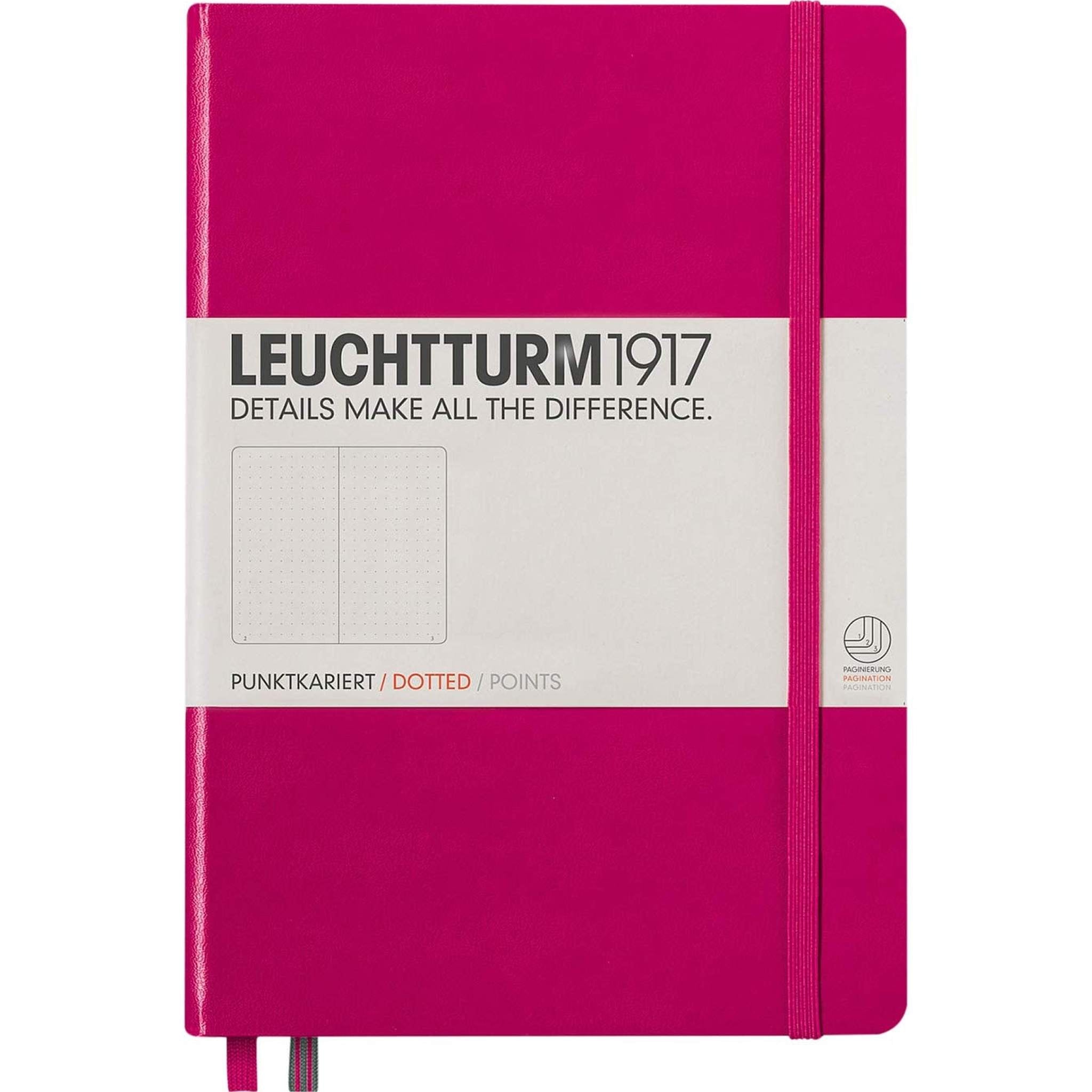 Leuchtturm1917 Medium A5 Dotted Hardcover Notebook Berry - 249 Numbered Pages Leuchtturm