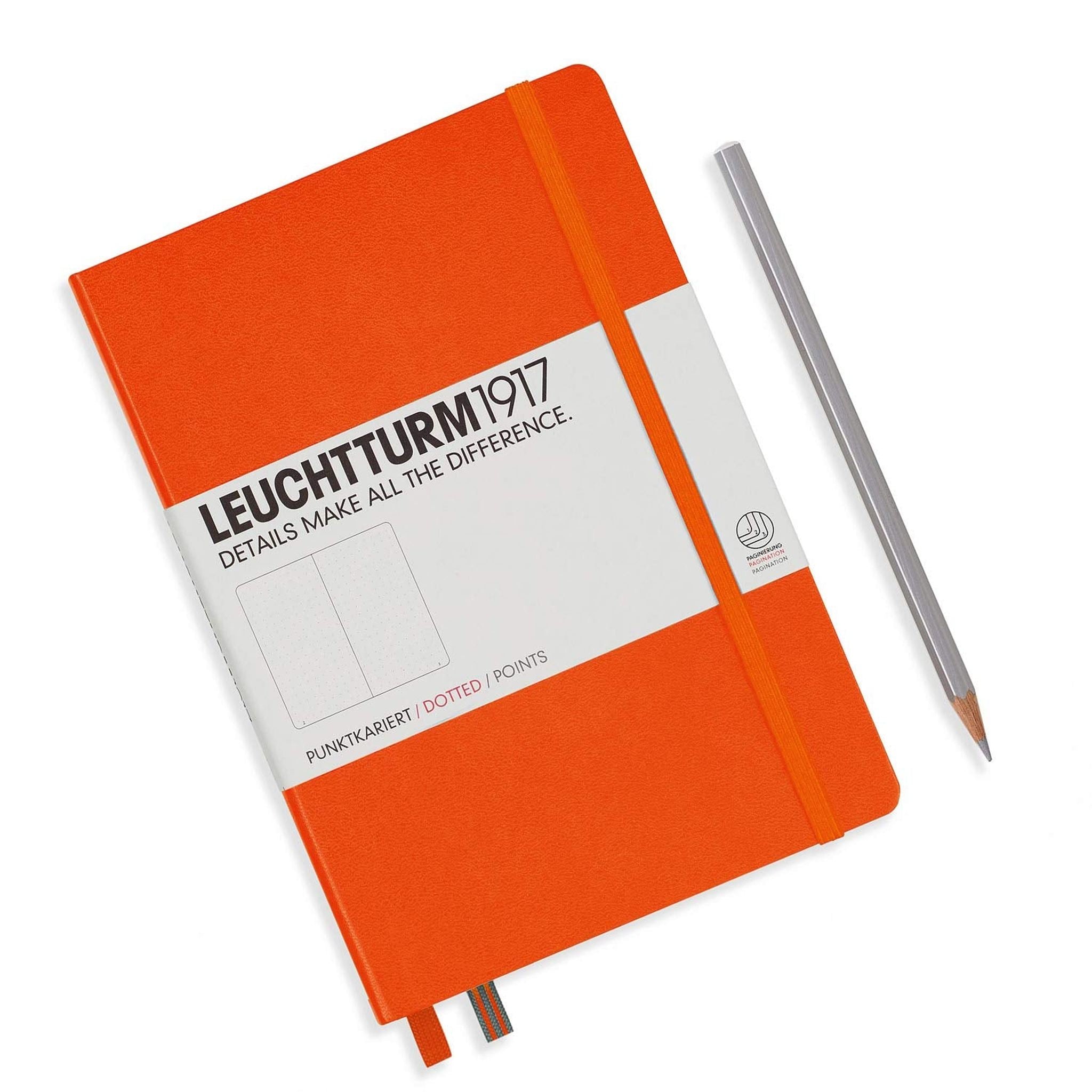 Leuchtturm1917 Medium A5 Dotted Hardcover Notebook Orange - 249 Numbered Pages Leuchtturm