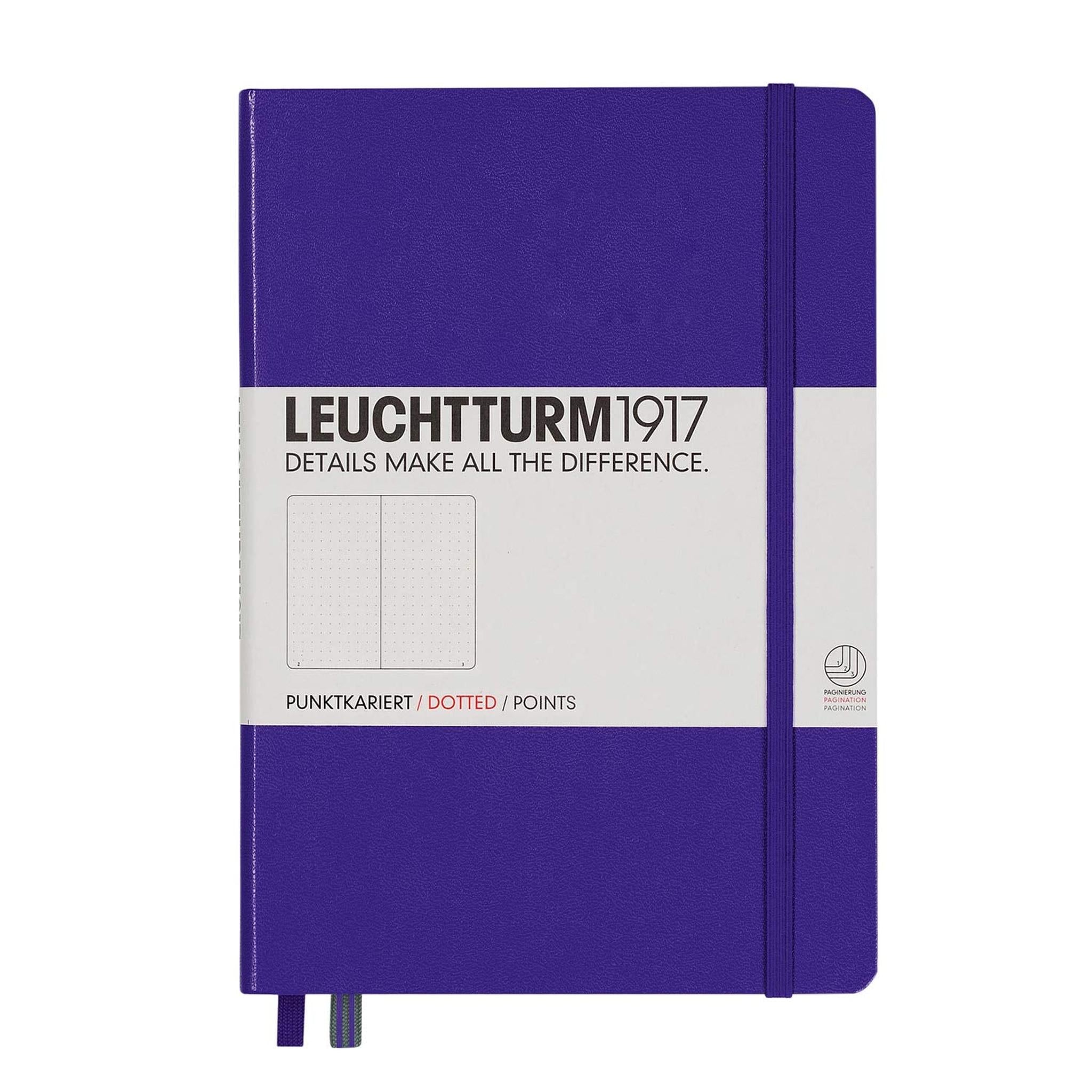 Leuchtturm1917 Medium A5 Dotted Hardcover Notebook Purple - 249 Numbered Pages Leuchtturm