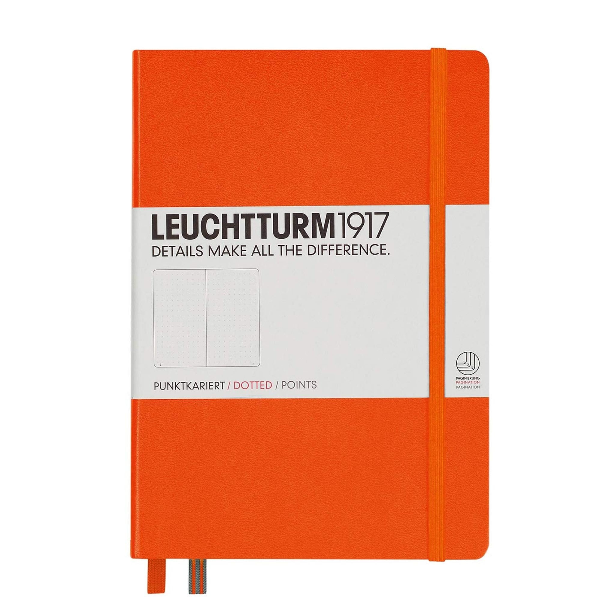 Leuchtturm1917 Medium A5 Dotted Hardcover Notebook Orange - 249 Numbered Pages Leuchtturm