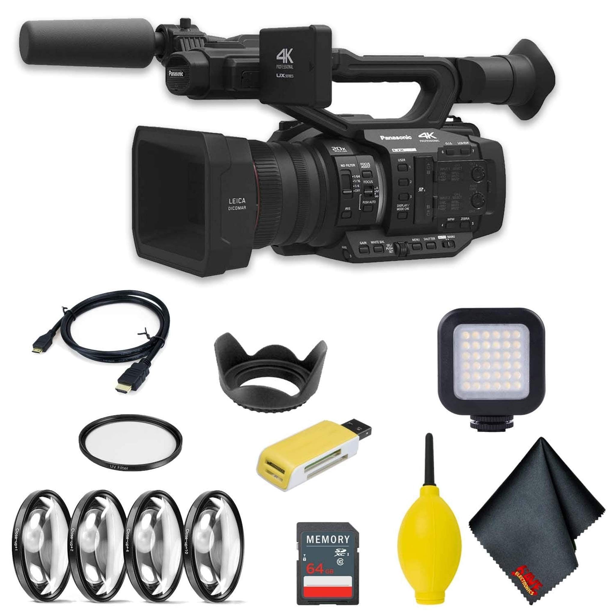 Panasonic AG-UX180 4K Premium Professional Camcorder Intermediate Accessory Bundle w/LED Light & More Panasonic