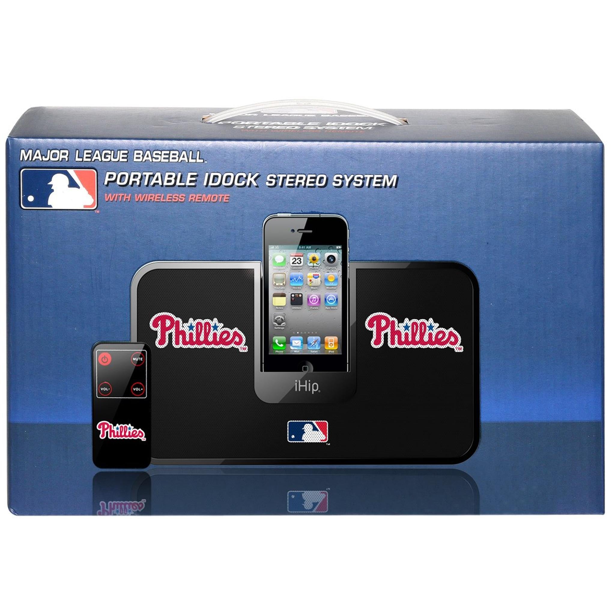 iHip Official MLB - PHILADELPHIA PHILLIES - Portable iDock Stereo Speaker with Wireless Remote MLV5000PHL iHip