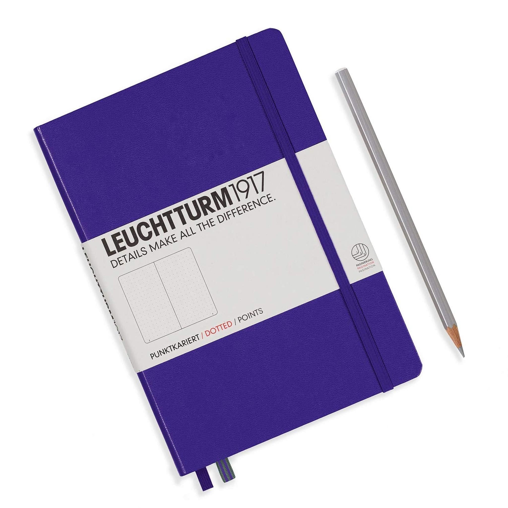 Leuchtturm1917 Medium A5 Dotted Hardcover Notebook Purple - 249 Numbered Pages Leuchtturm