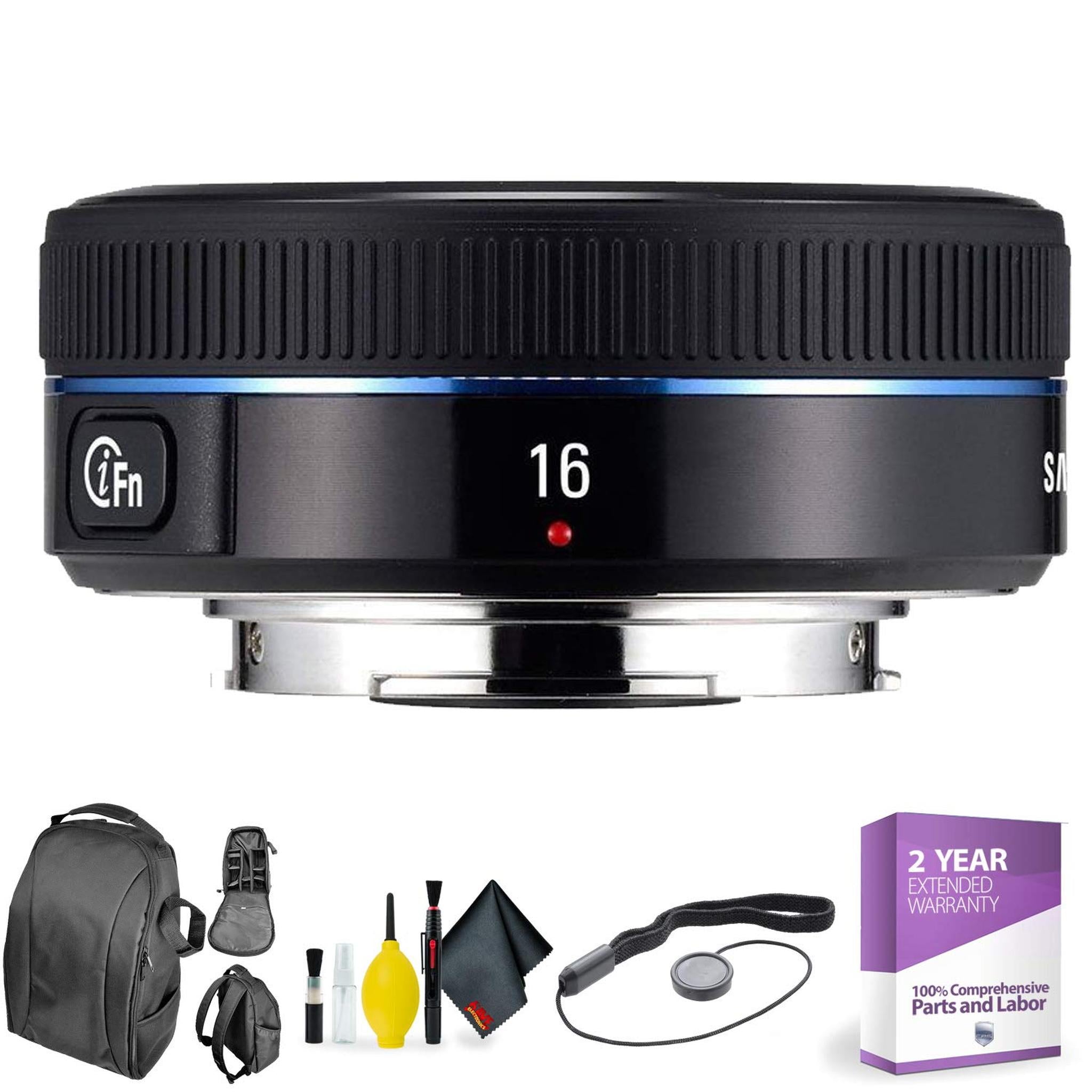 SAMSUNG 16mm f/2.4 Black + Deluxe Lens Cleaning Kit Bundle Samsung