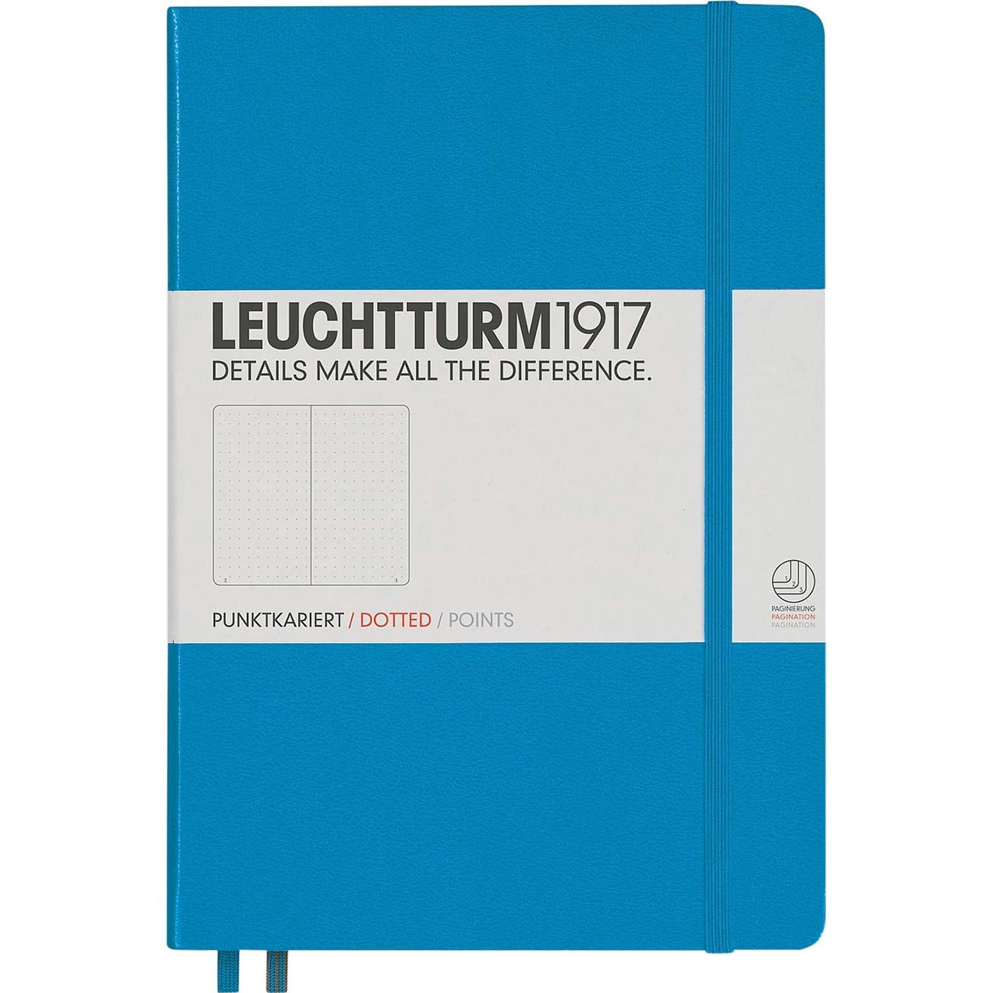 Leuchtturm1917 Medium A5 Dotted Hardcover Notebook Azure - 249 Numbered Pages Leuchtturm