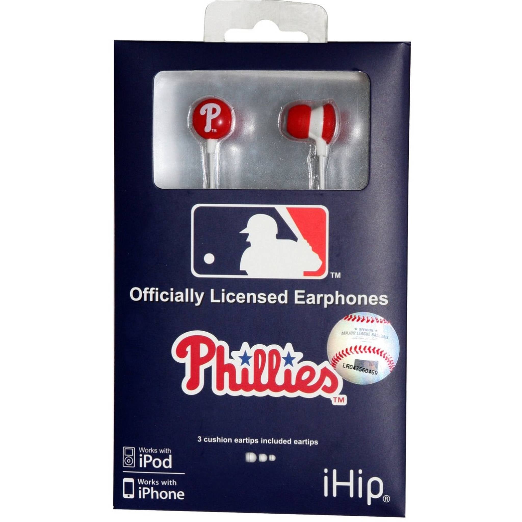 iHip MLF10169PHL MLB Philadelphia Phillies Printed Ear Buds, Blue/Red iHip