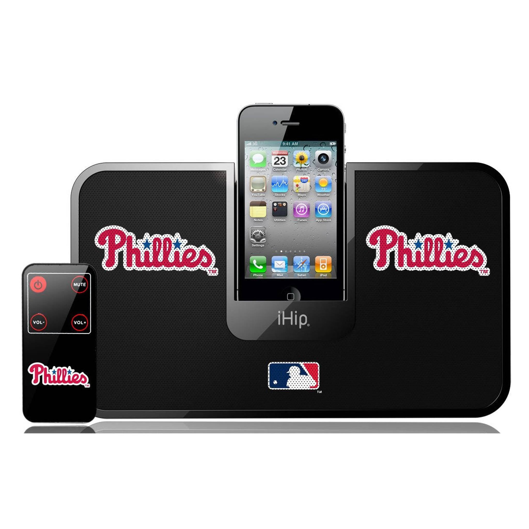 iHip Official MLB - PHILADELPHIA PHILLIES - Portable iDock Stereo Speaker with Wireless Remote MLV5000PHL iHip