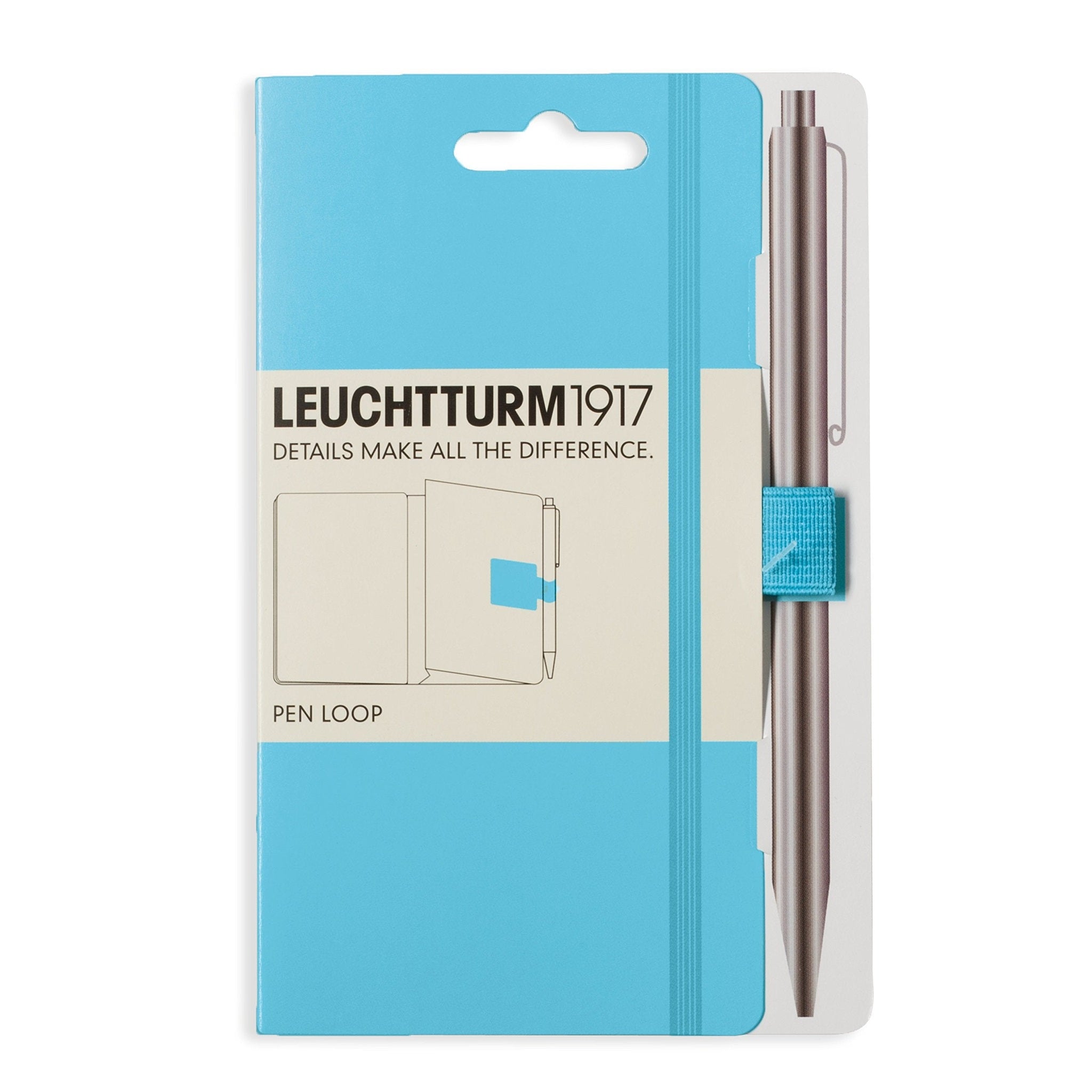 LEUCHTTURM1917 357520 Pen Loop Pencil Holder , self-Adhesive, ice Blue Leuchtturm