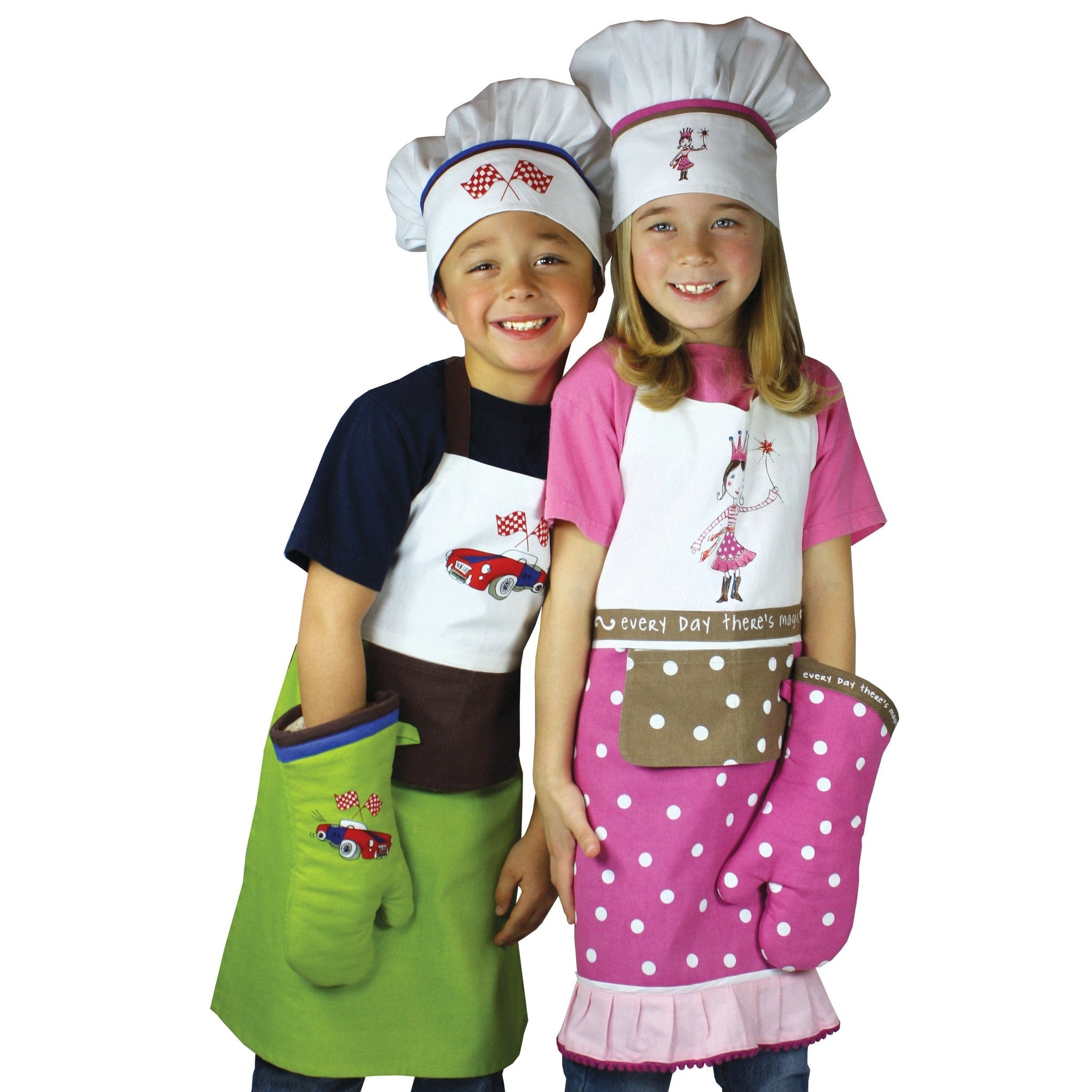 MUkitchen MiniMu Kids 3-Piece Cotton Chef Set with Apron, Hat and Mitt, Princess MUkitchen