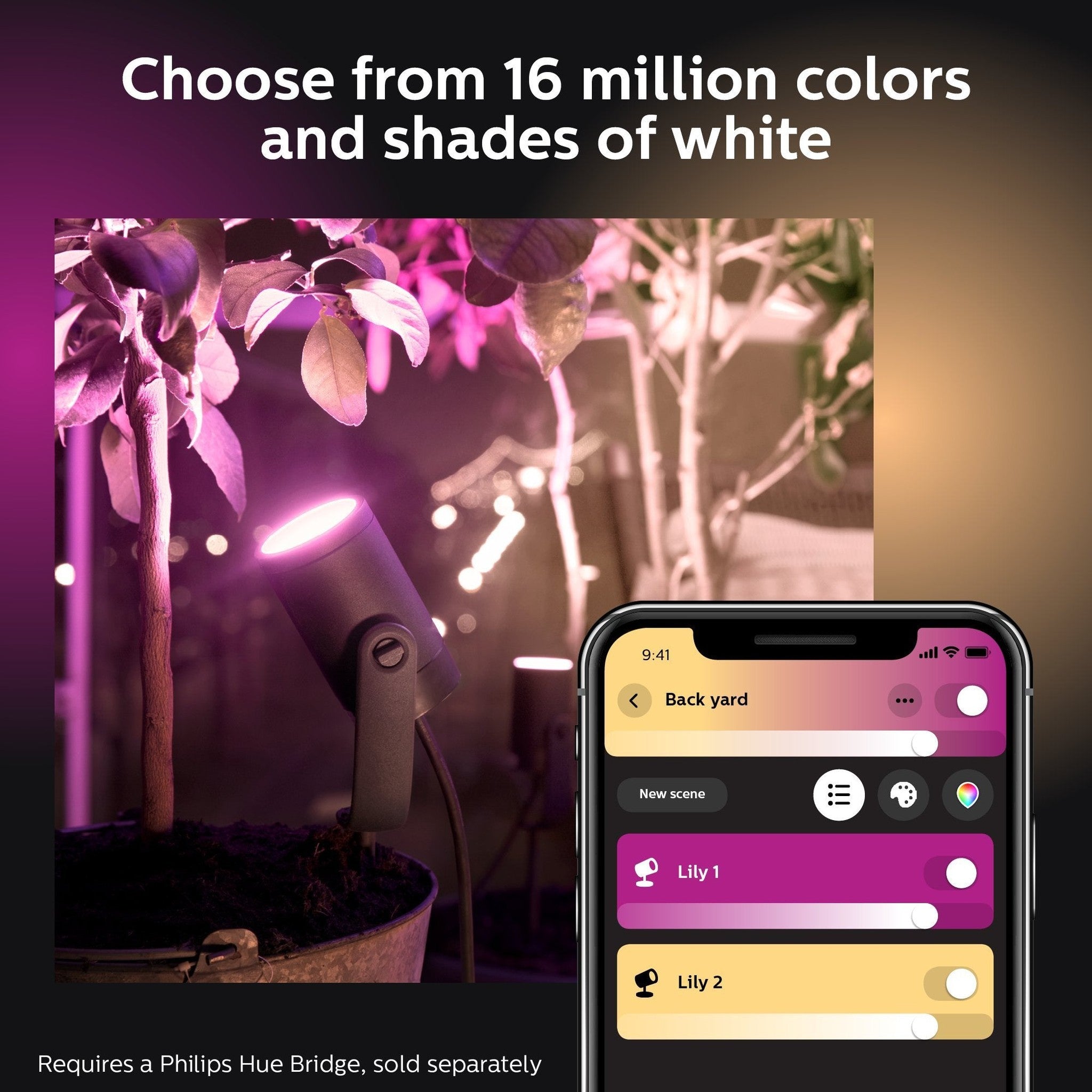 Philips Hue Lily White & Color Outdoor Smart Spot light Extension Hue Hub & Power Source required , 1 Hue White & Color Philips Hue