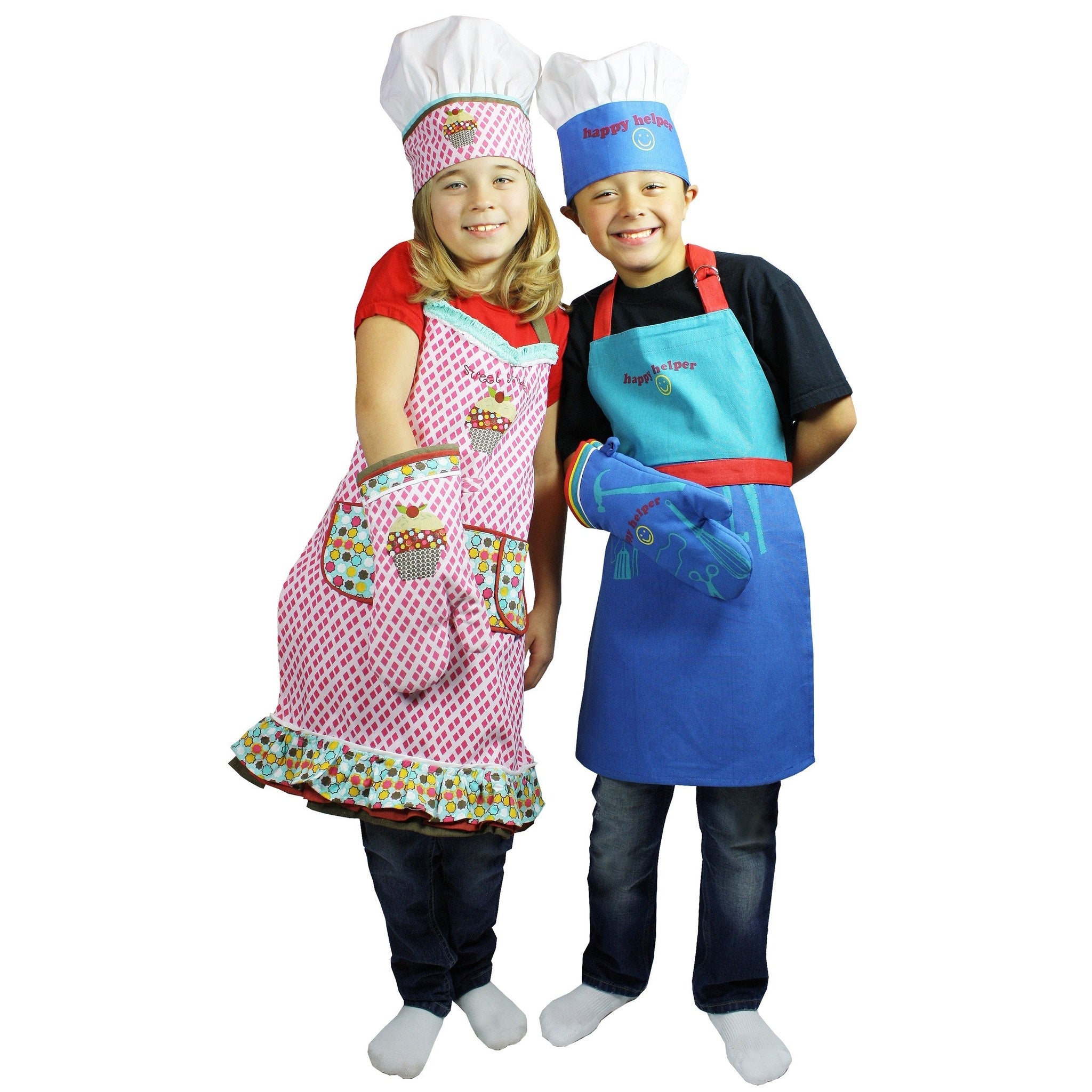 MUkitchen MiniMu Kids 3-Piece Cotton Chef Set with Apron, Hat and Mitt, Sweet Stuff MUkitchen