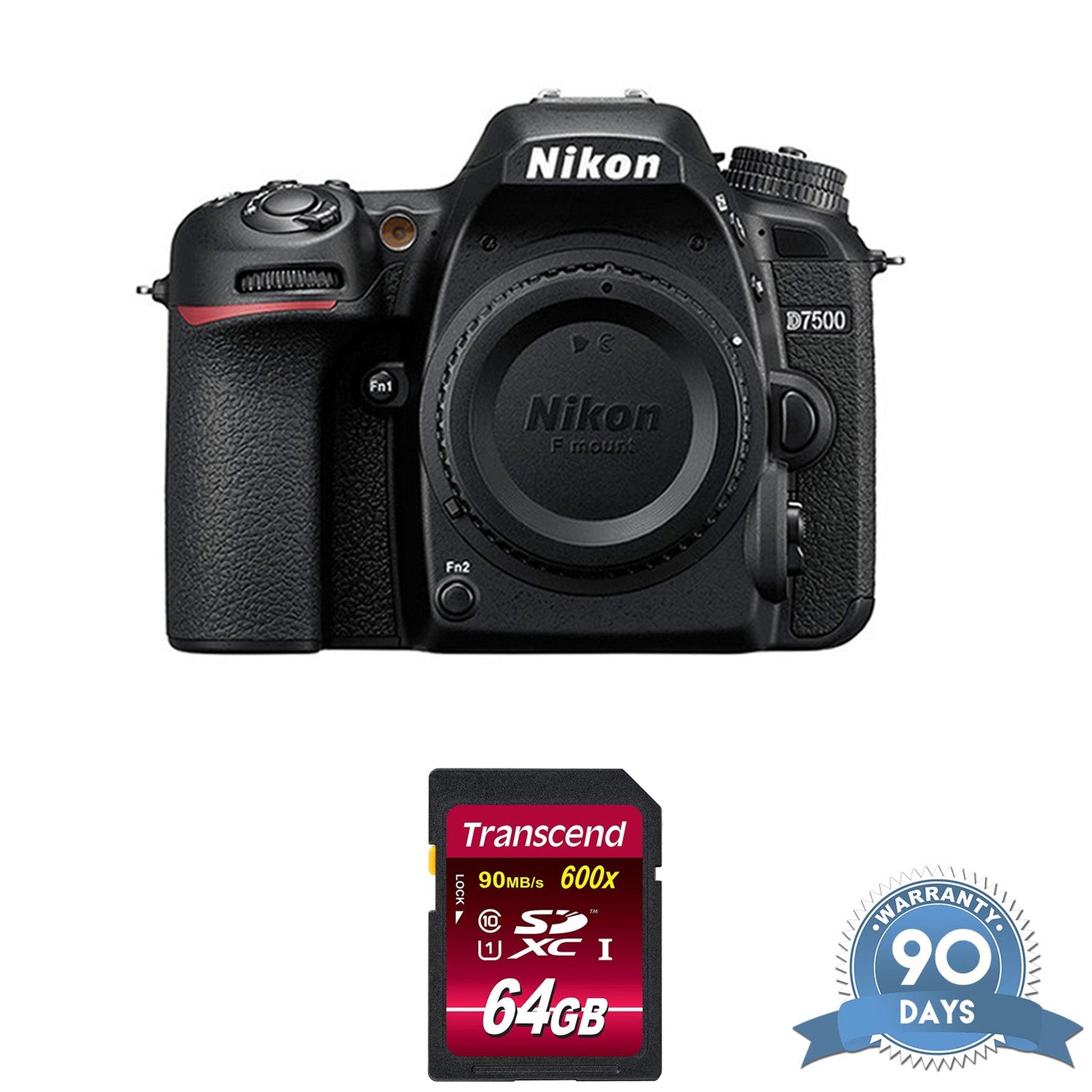 Nikon D7500 DSLR Camera Body Only - with Memory Card Bundle Nikon