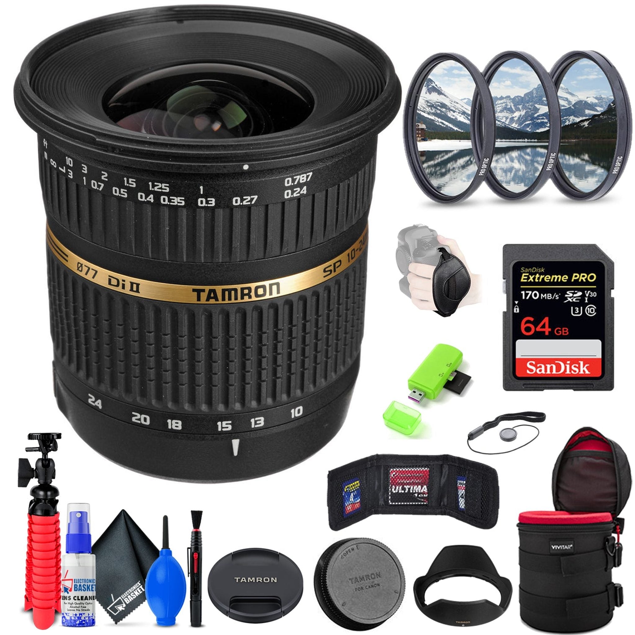 Tamron SP AF 10-24mm f / 3.5-4.5 DI II Lens For Sony + Accessories INTL Model Tamron