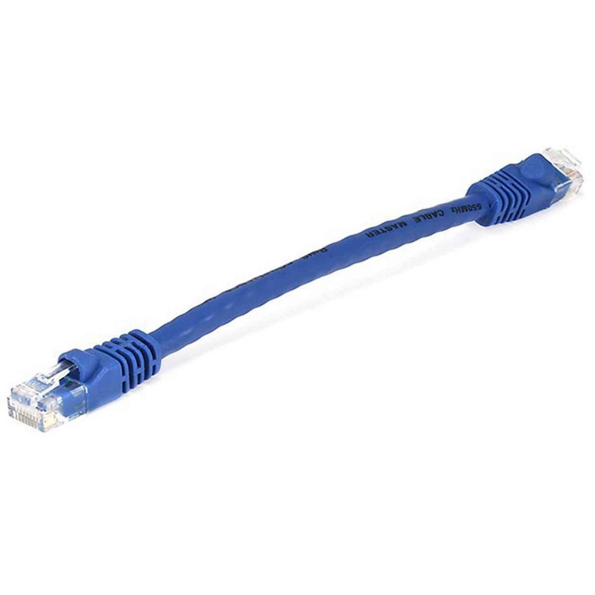 Monoprice Flexboot Cat5e Ethernet Patch Cable - Network Internet Cord - RJ45, Stranded, 350Mhz, UTP, Pure Bare Copper Wire, 24AWG, 0.5ft, Blue Monoprice