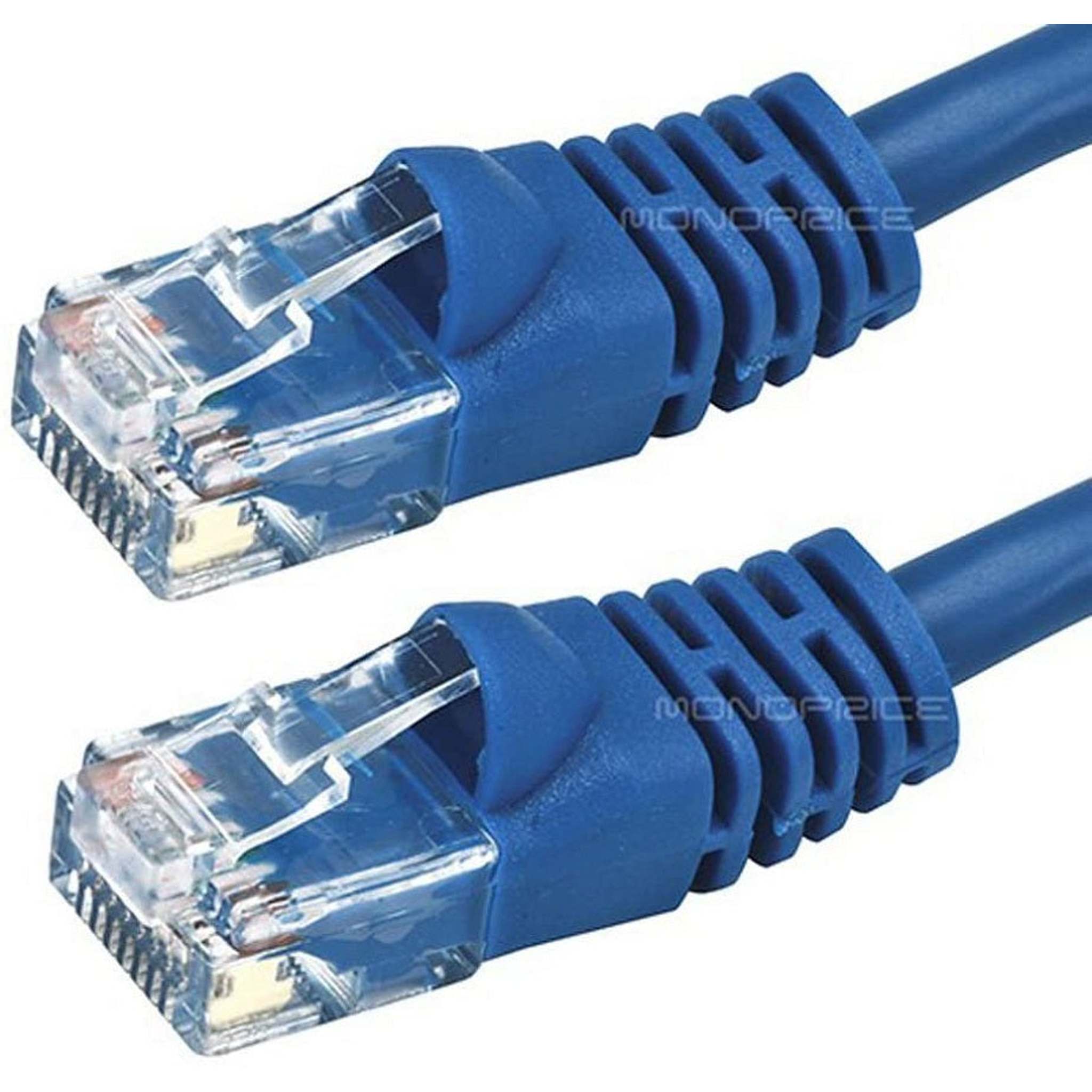 Monoprice Flexboot Cat5e Ethernet Patch Cable - Network Internet Cord - RJ45, Stranded, 350Mhz, UTP, Pure Bare Copper Wire, 24AWG, 0.5ft, Blue Monoprice